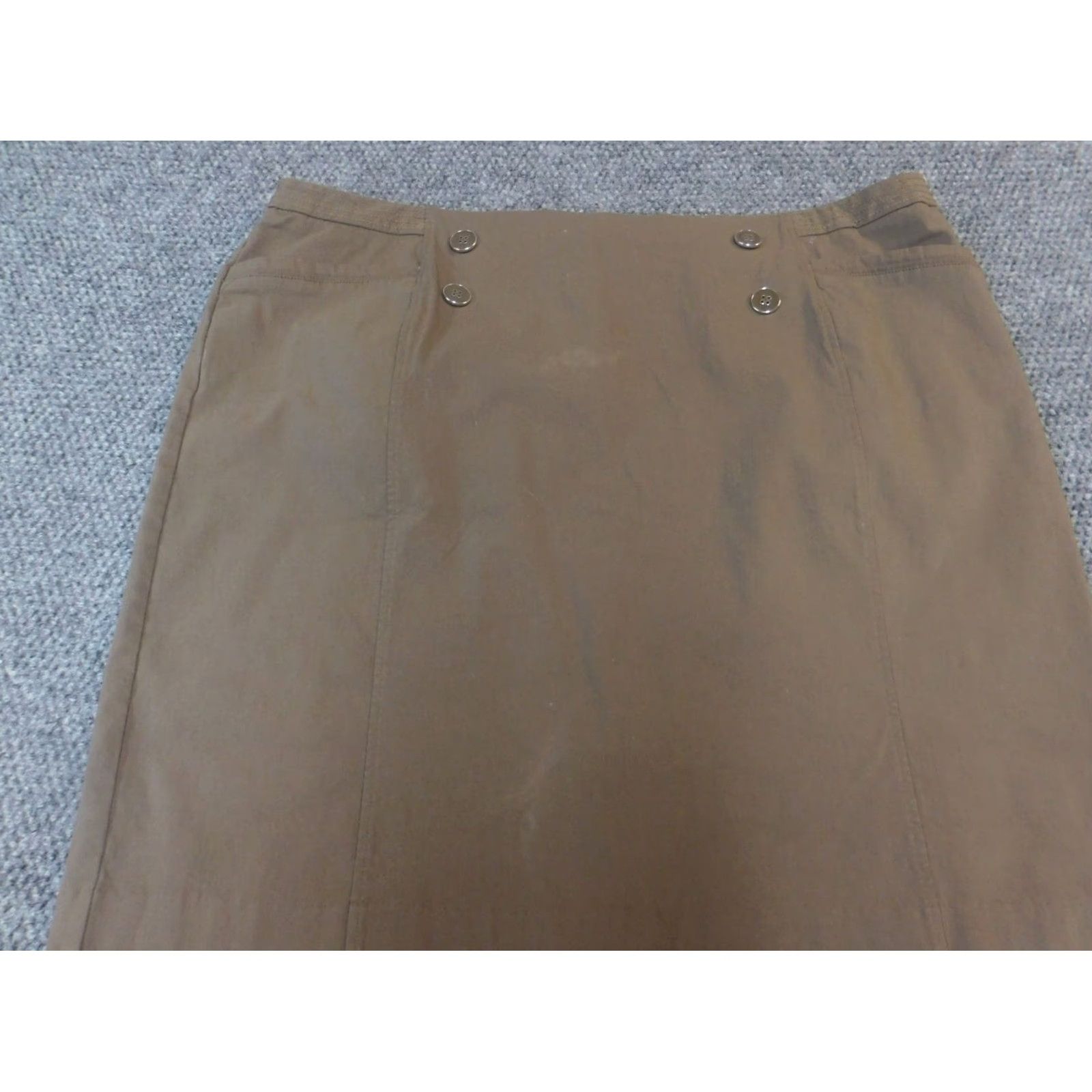 Vintage 89th & Madison Skirt Womens 24W Plus Brown mid A-Line Knee Length Zip Zipper Knit Cotton Wool Polyester Size 42" / US 20 - 3 Thumbnail
