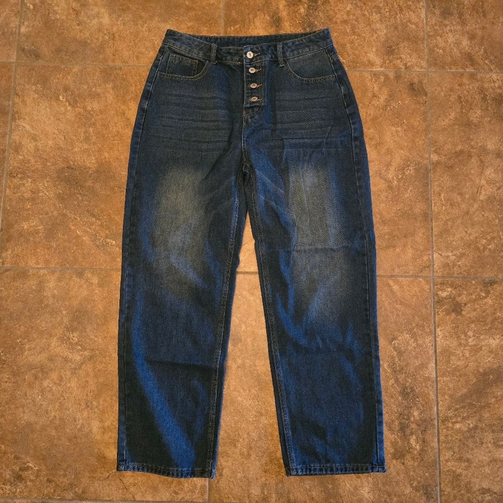 Other Dark Denim Button Detailed Straight Jean Size 32" / US 10 / IT 46 - 1 Thumbnail