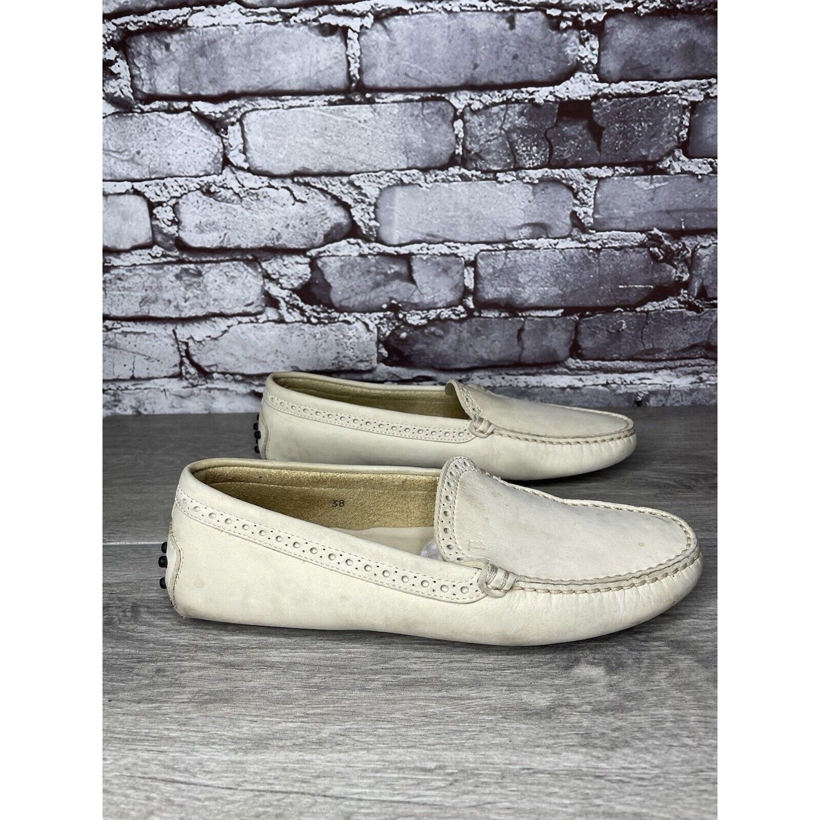 Tod's TOD'S Ivory Off White Suede Leather Moc Loafers Driving Shoe Size US 8 / IT 38 - 17 Thumbnail