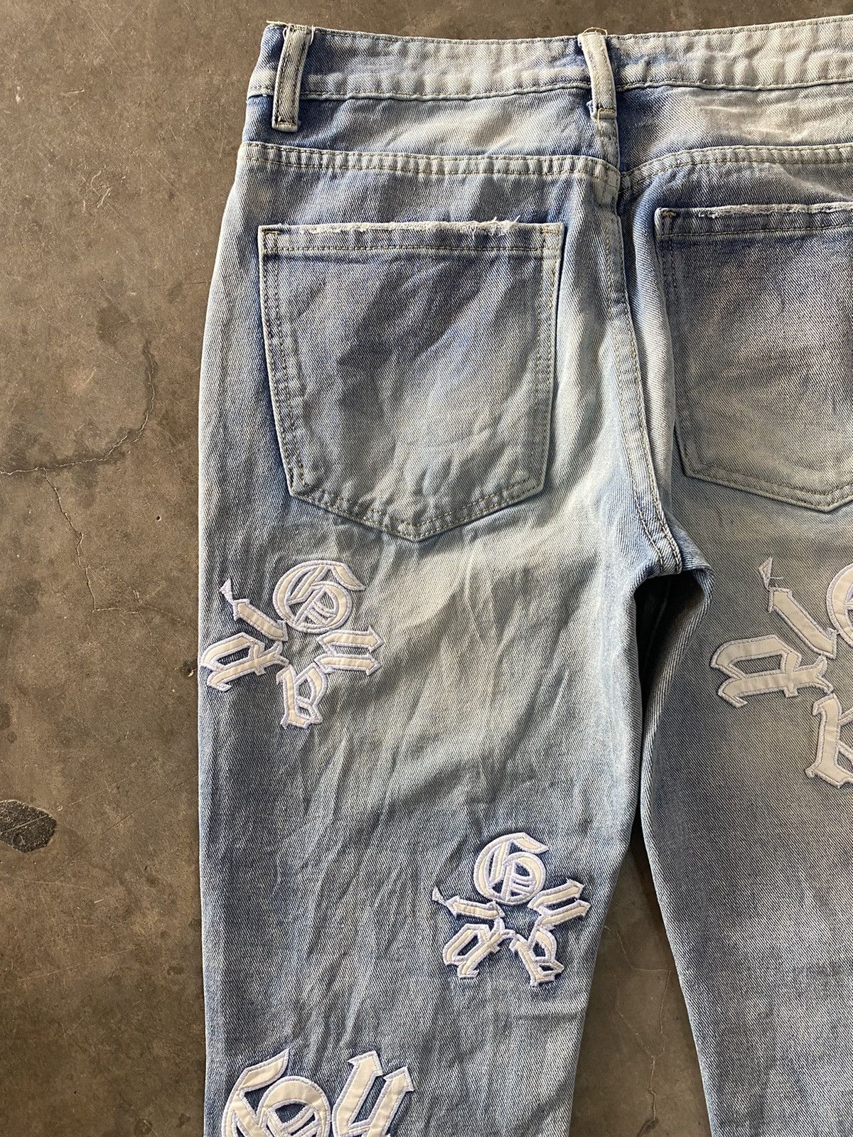 Japanese Brand Y2k Letter Embroidery Street Style Ripped Denim Pants Size US 30 / EU 46 - 14 Thumbnail