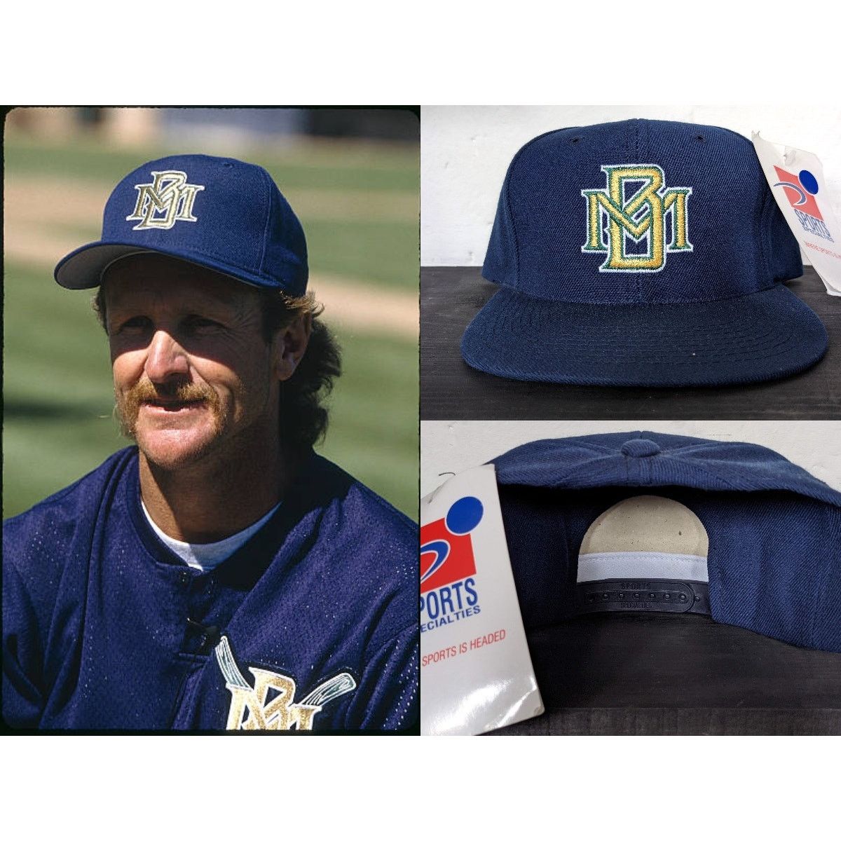 MLB × Sports Specialties NEW Milwaukee Brewers 1994-96 snapback hat navy Team MLB vtg Size ONE SIZE - 1 Thumbnail