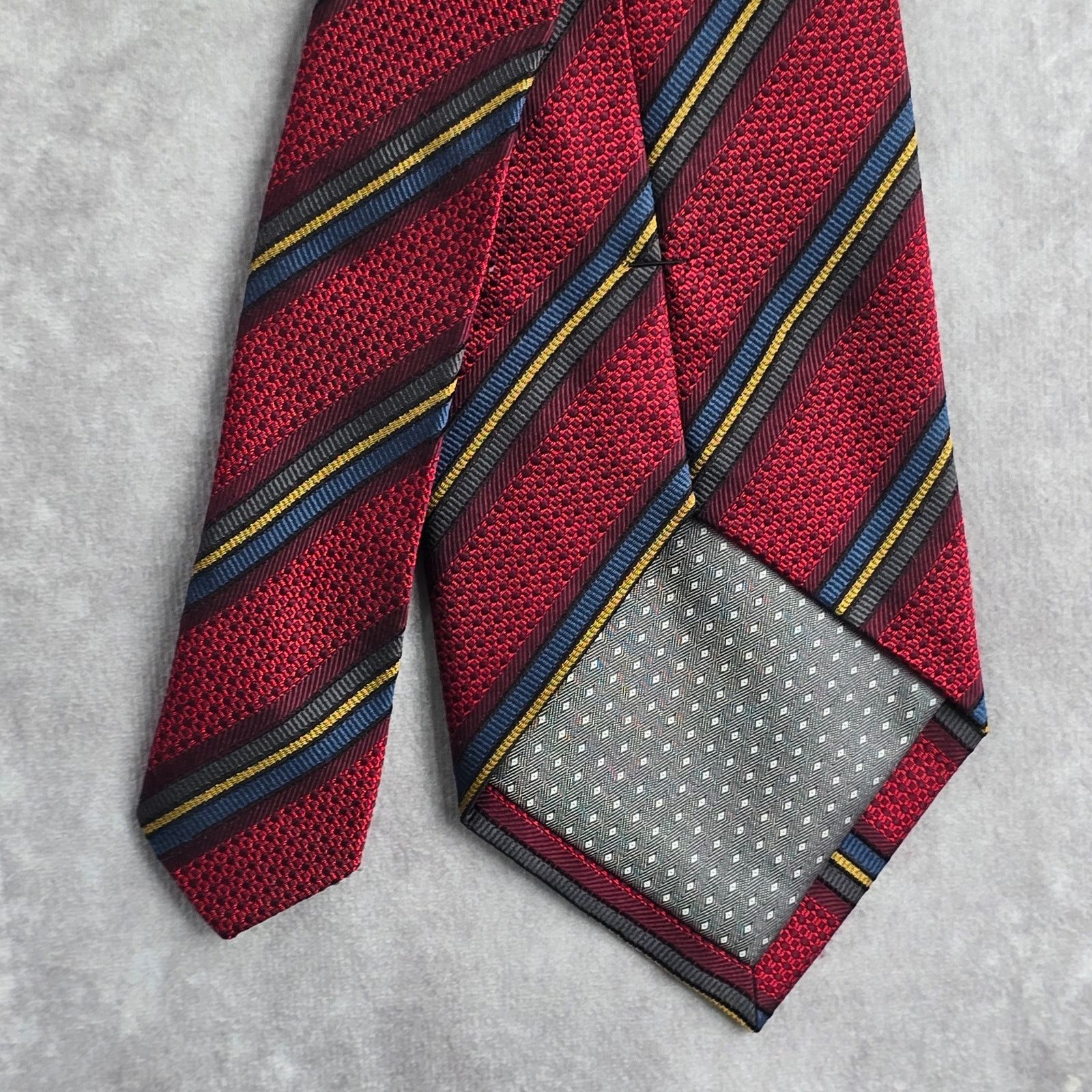 Other Daniel De Fasson Studio Red Stripe Plaid 100% Silk Neck Tie Size 30 - 6 Thumbnail