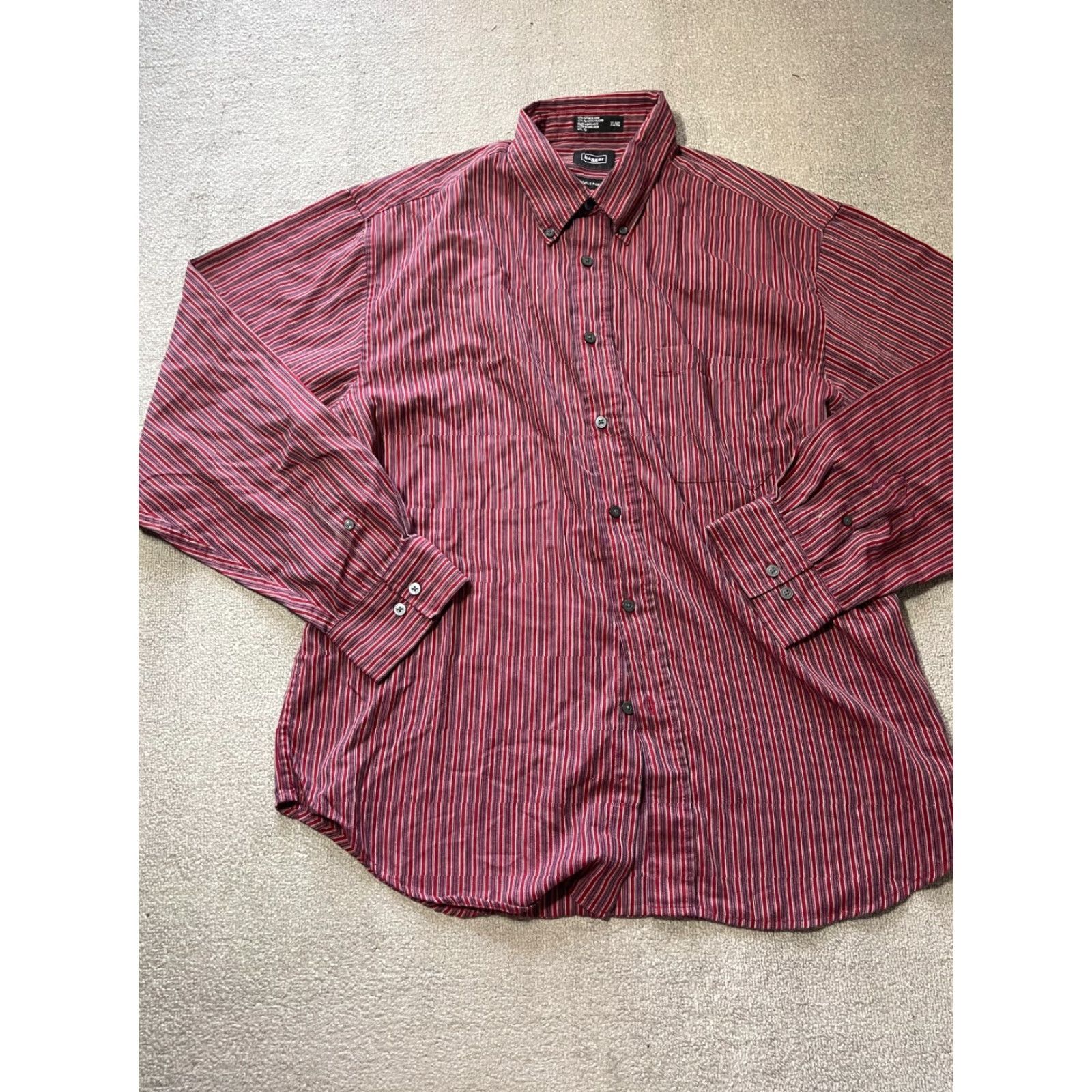 Haggar Haggar Button Up Shirt Mens XL Blue Striped Long Sleeve Button-Up Wrinkle Resistant Mens Regular XL Shirt Size 46R - 2 Thumbnail