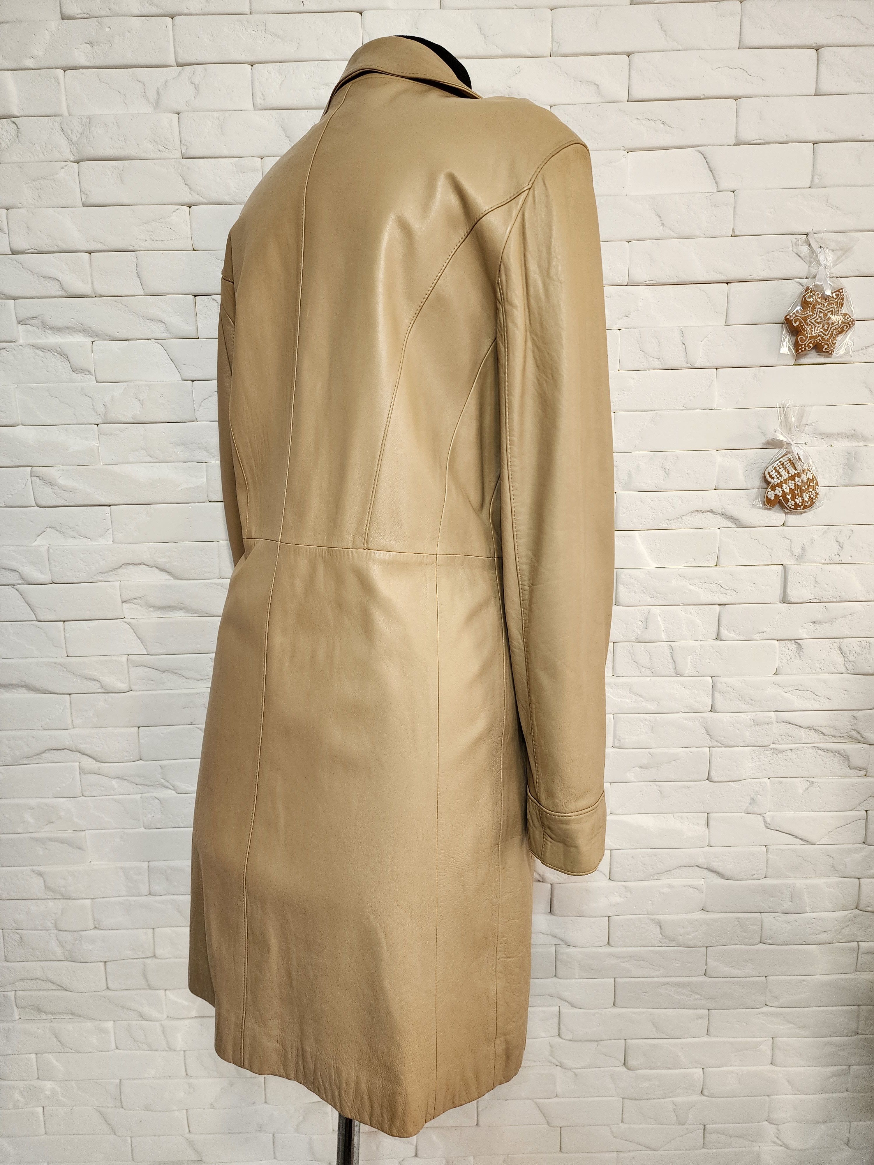 Genuine Leather Brown Leather Trench Coat: Women's Long Leather Raincoat Size L / US 10 / IT 46 - 5 Thumbnail