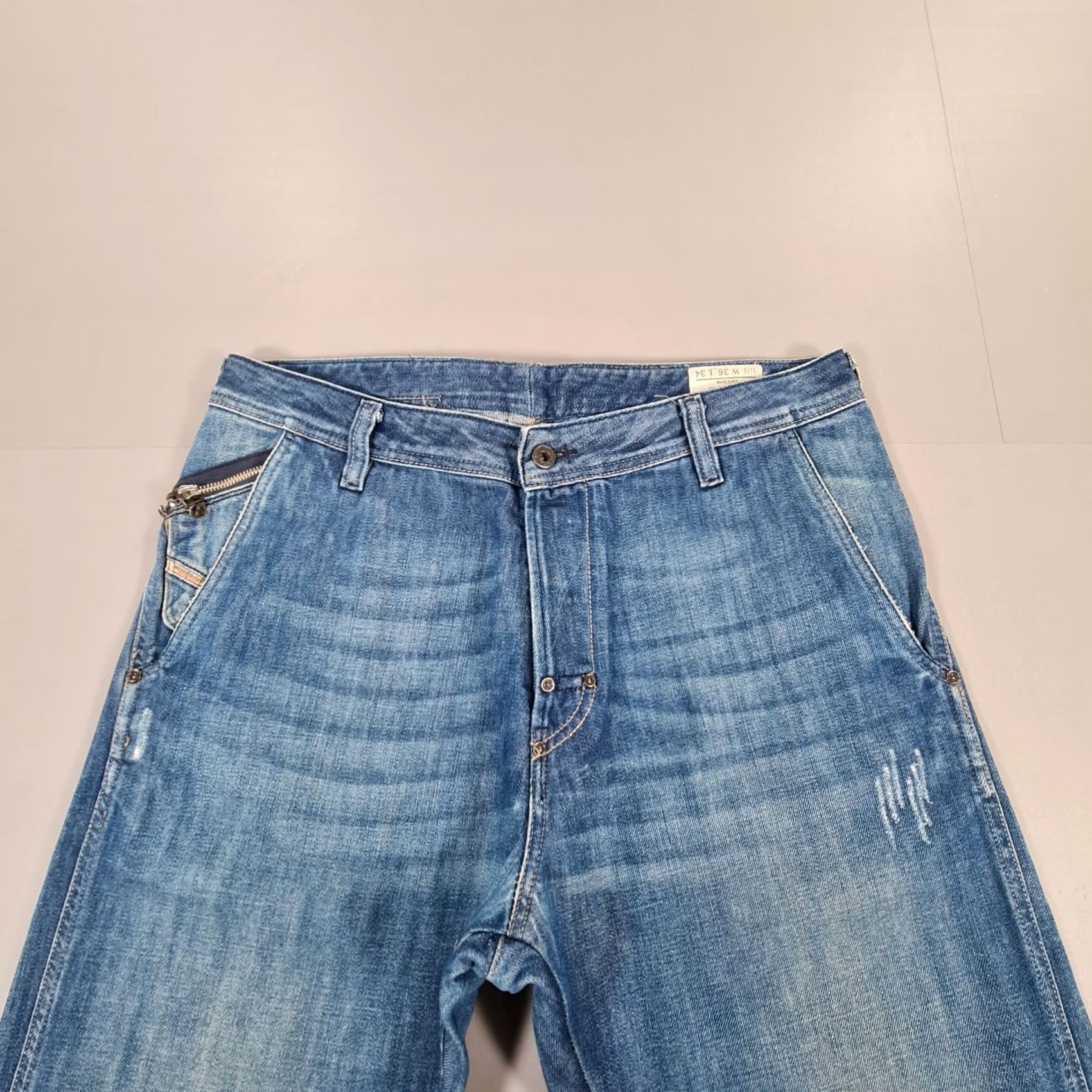 Diesel Diesel Jeans Mens W36 L32 Blue Cinch Back Straight Leg Button Fly 008BK Size US 36 / EU 52 - 2 Thumbnail