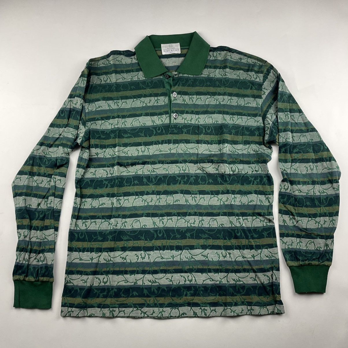 Givenchy × Vintage Vintage 90’s Givenchy Floral Vines L/S Polo Shirt Men’s M Size US M / EU 48-50 / 2 - 1 Thumbnail