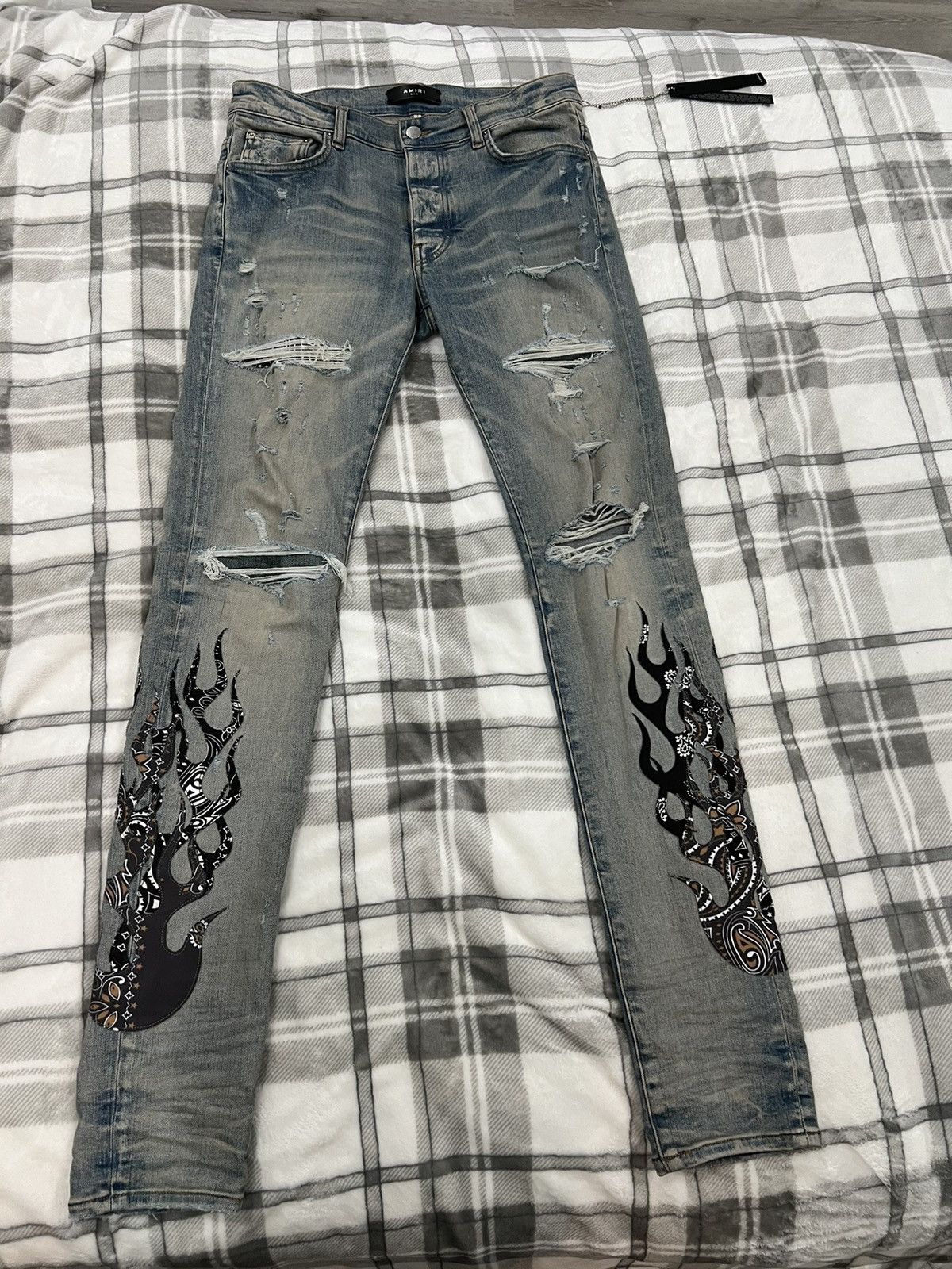 Amiri Amiri Bandana Flame Jeans | Grailed