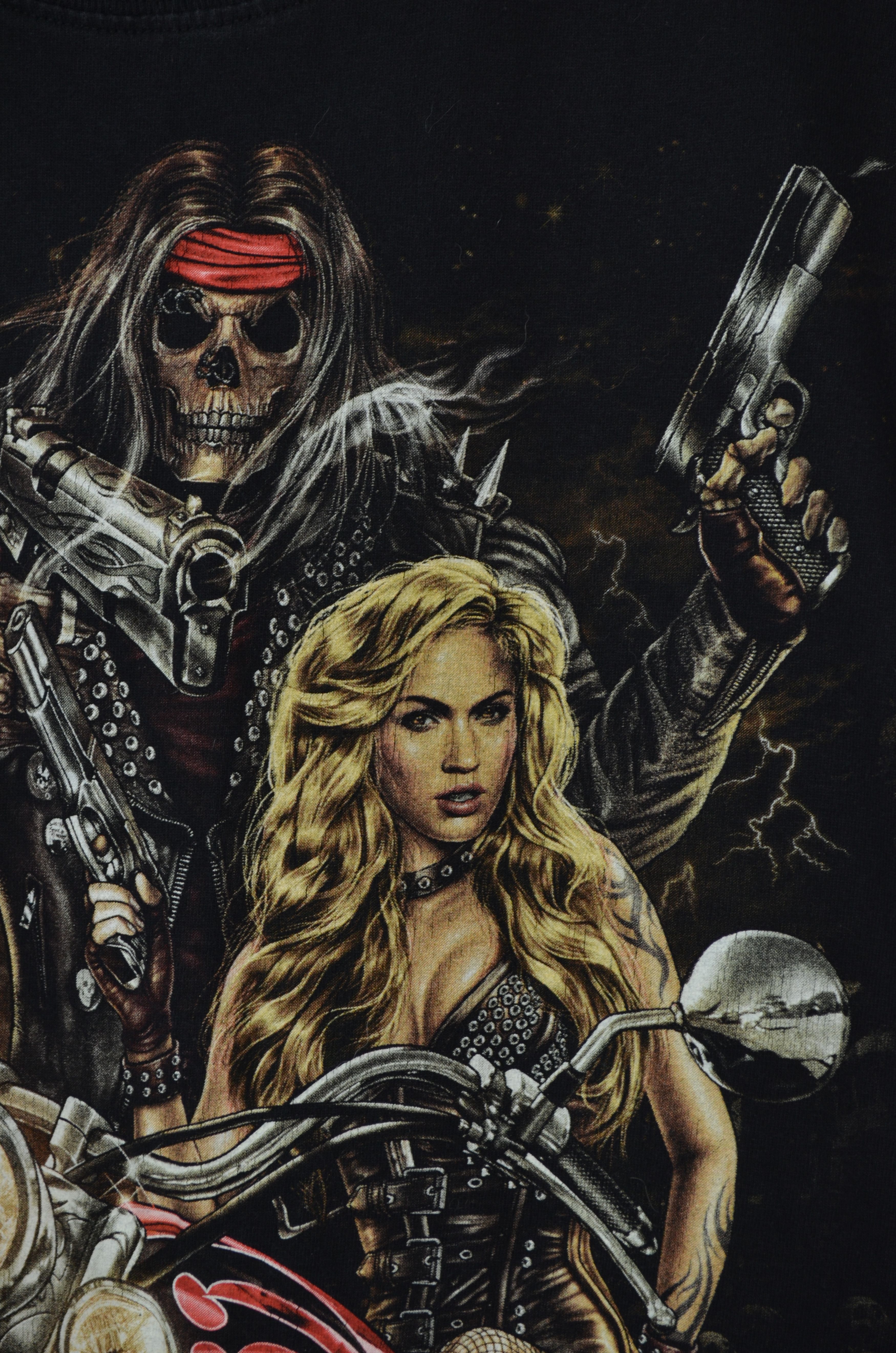 Other Vintage WILD Skull Bike Rock Girl Print T Shirt L 90s y2k Size US L / EU 52-54 / 3 - 5 Thumbnail