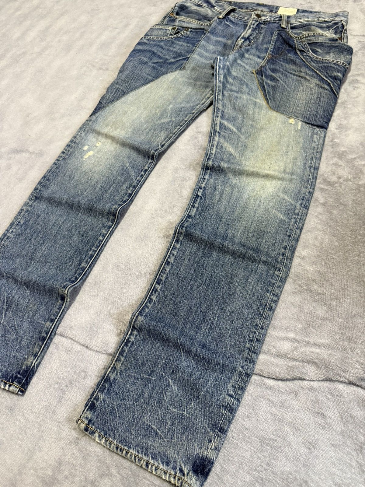 Japanese Brand × Le Grande Bleu (L.G.B.) Antgauge Japan Asymmetrical Pocket Double Waist Fade Jeans Size US 32 / EU 48 - 11 Thumbnail