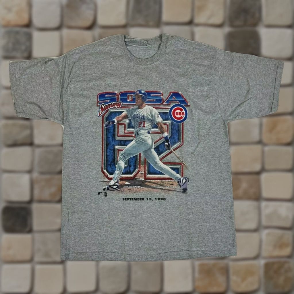 Pro Player VINTAGE Chicago Cubs Sammy Sosa 62 Home Runs T-shirt ProPlayer Shirt Mens L Gray 90s Sports Size US L / EU 52-54 / 3 - 1 Thumbnail