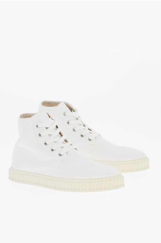 image of Maison Margiela Mm22 Solid Color Cotton High-Top Sneakers in White, Women's (Size 6)