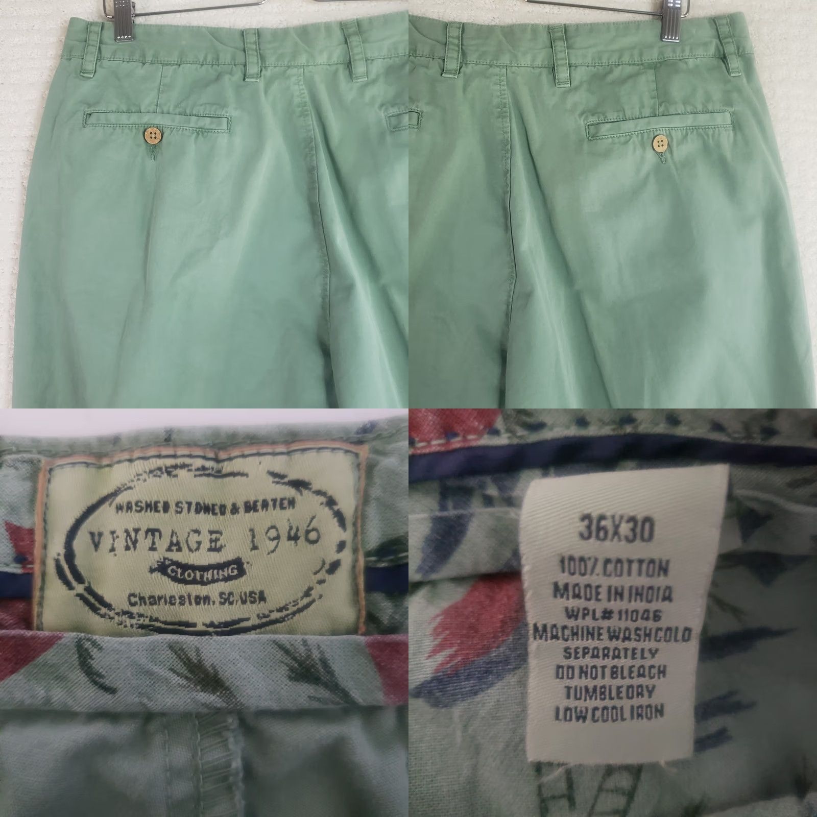 Vintage VINTAGE 1946 Chinos Straight Leg Flat Front Pants 36x30 Green Cotton Charleston Size US 36 / EU 52 - 9 Thumbnail