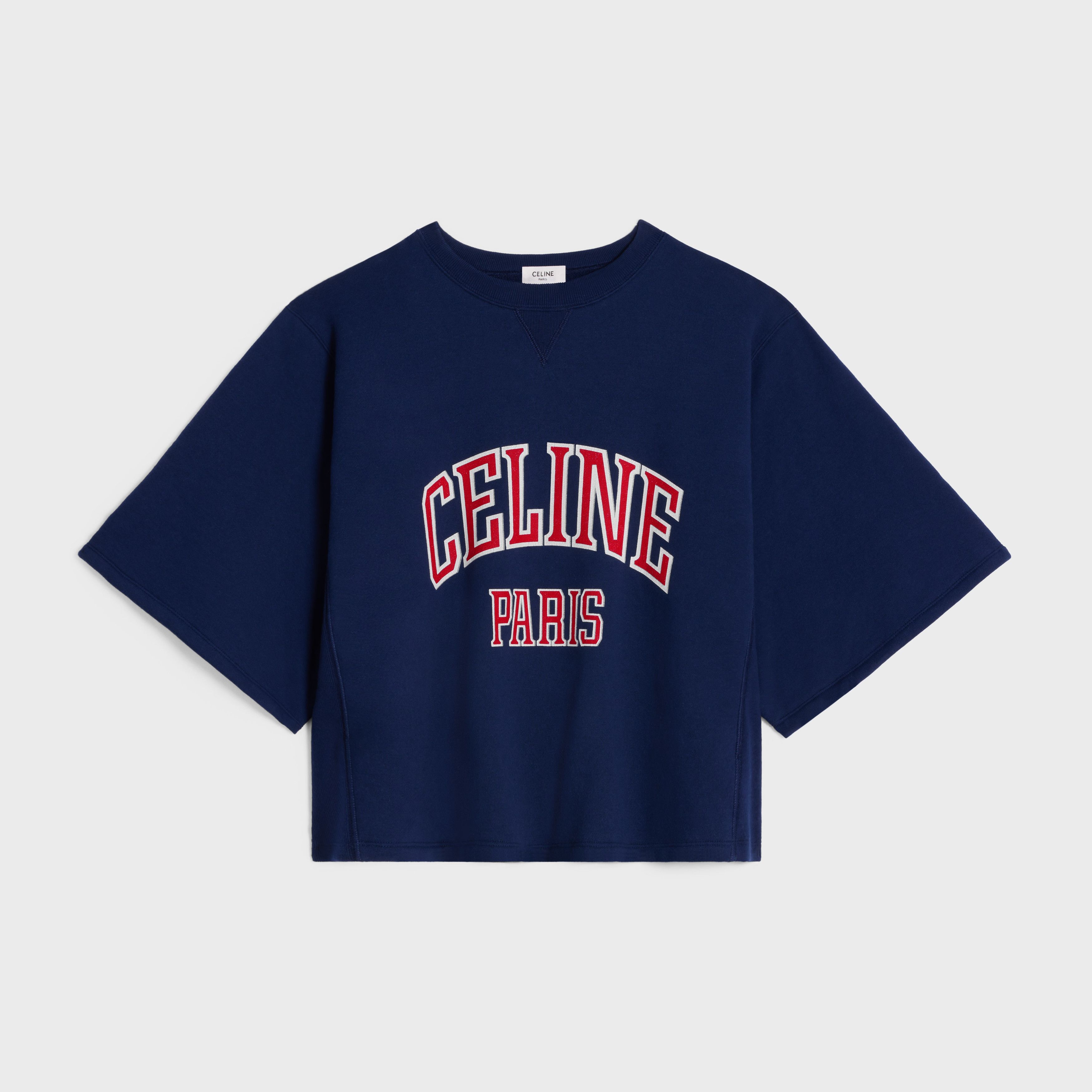 Celine o1bcso1str0925 2Y13E649W Paris Loose Sweatshirt in Navy/Red Size XS / US 0-2 / IT 36-38 - 1 Thumbnail