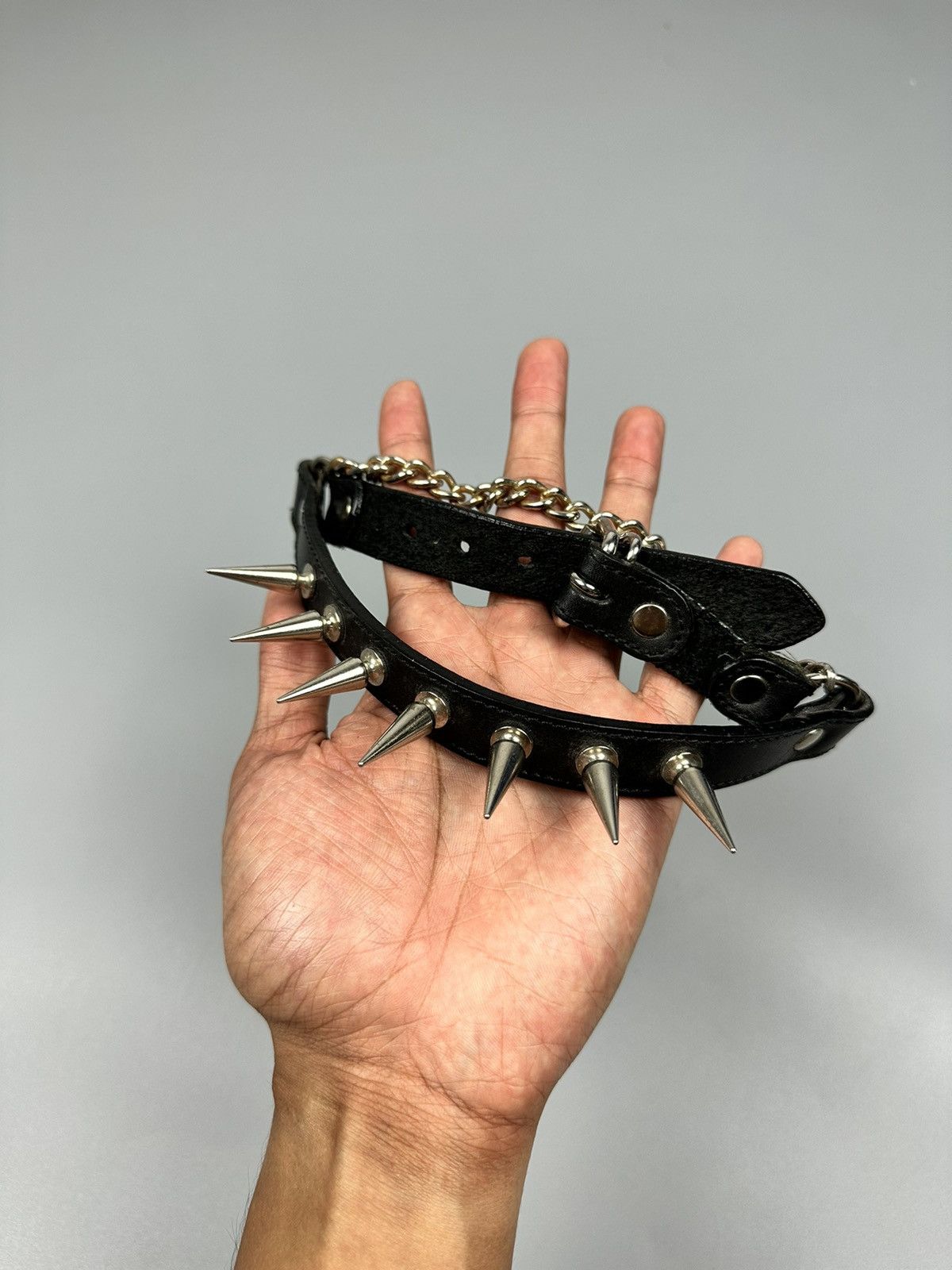 If Six Was Nine × Seditionaries 🔥Rare🔥Punk Gothic Spike Satan 666 Leather Necklace Size ONE SIZE - 7 Thumbnail