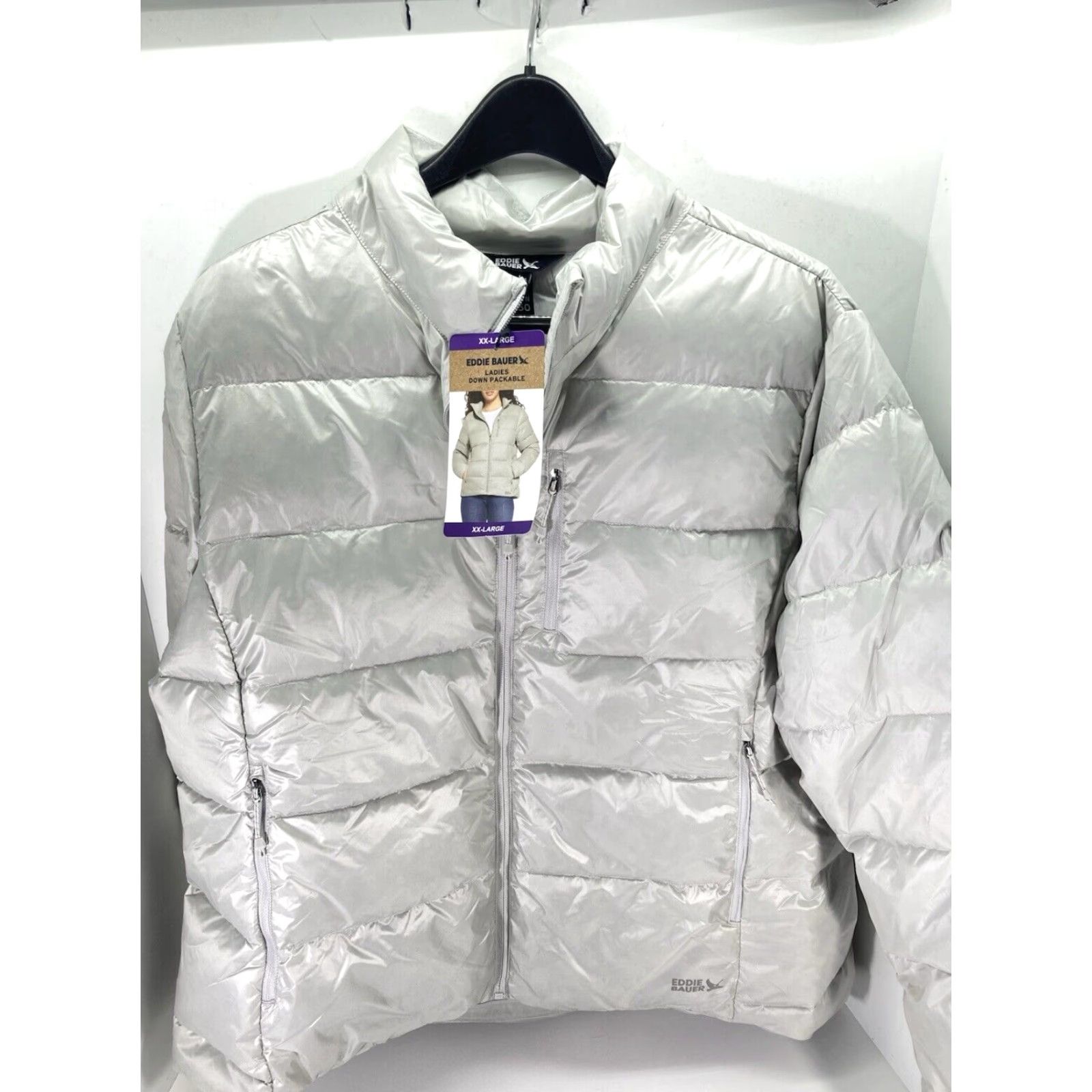 Eddie Bauer Eddie Bauer Down Puffer Jacket Coat Women Size 2XL Silver Full Zip Packable NWT Size XXL / US 16-18 / IT 52-54 - 2 Thumbnail