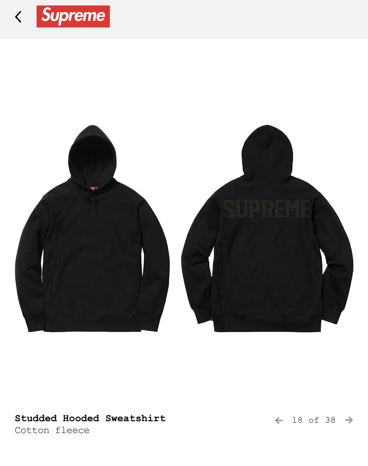 Supreme Supreme Studded Cotton Hoodie Size US L / EU 52-54 / 3 - 1 Thumbnail