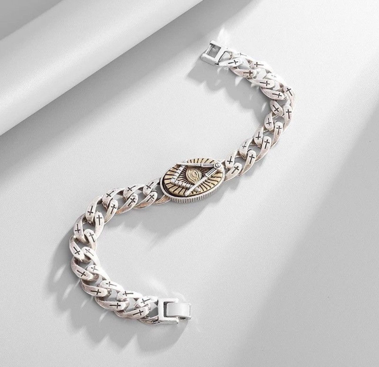 Jewelry Vintage Retro Masonic Symbol Bracelet Chain Size ONE SIZE - 4 Thumbnail