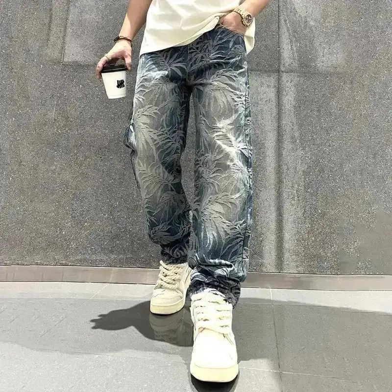 Japanese Brand Graphic Jeans Straight Leg Baggy Denim Outwear Loosen Fit Size US 32 / EU 48 - 1 Thumbnail