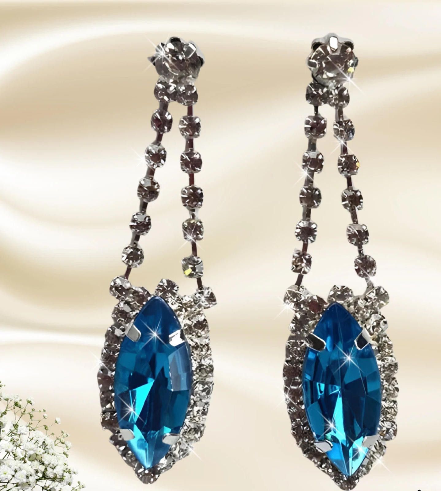 The Unbranded Brand Turquoise & Rhinestone Earrings for Mother's Day NEW Size ONE SIZE - 1 Thumbnail