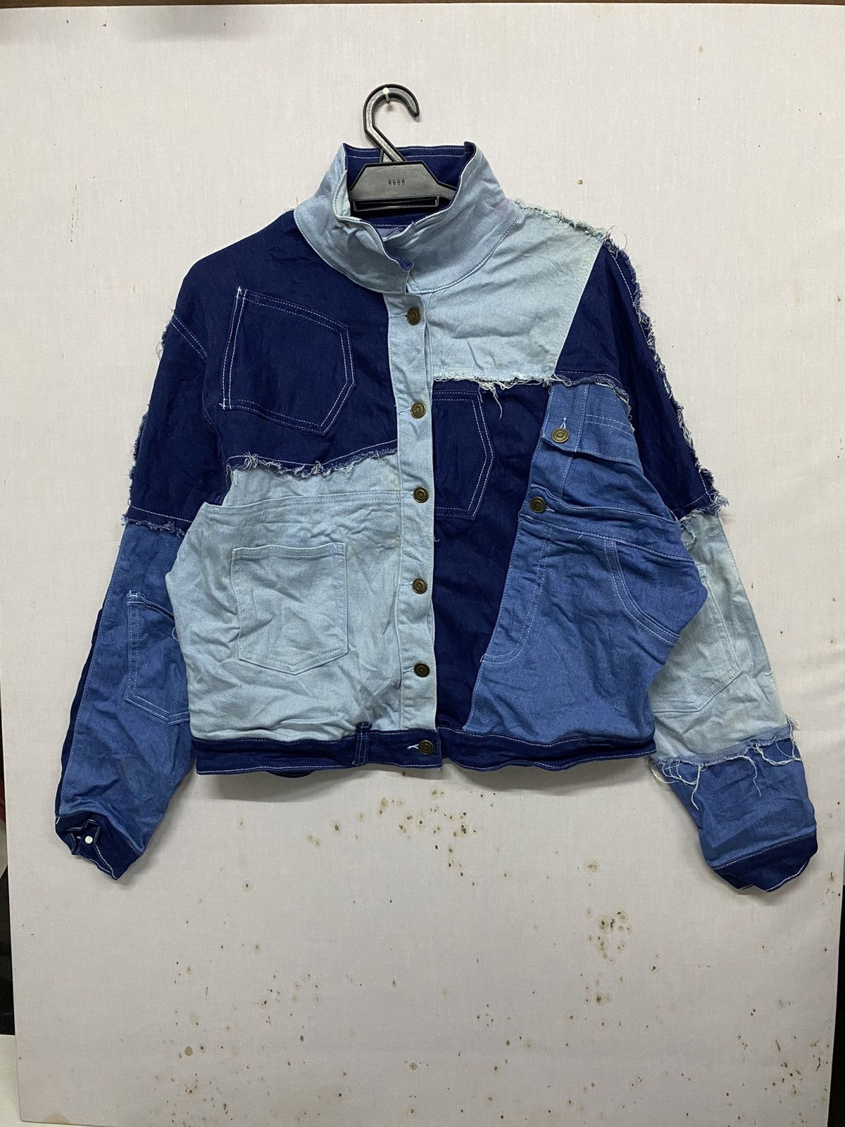 Vintage Blue Denim Patchwork Jeans Jacket Size L / US 10 / IT 46 - 1 Thumbnail