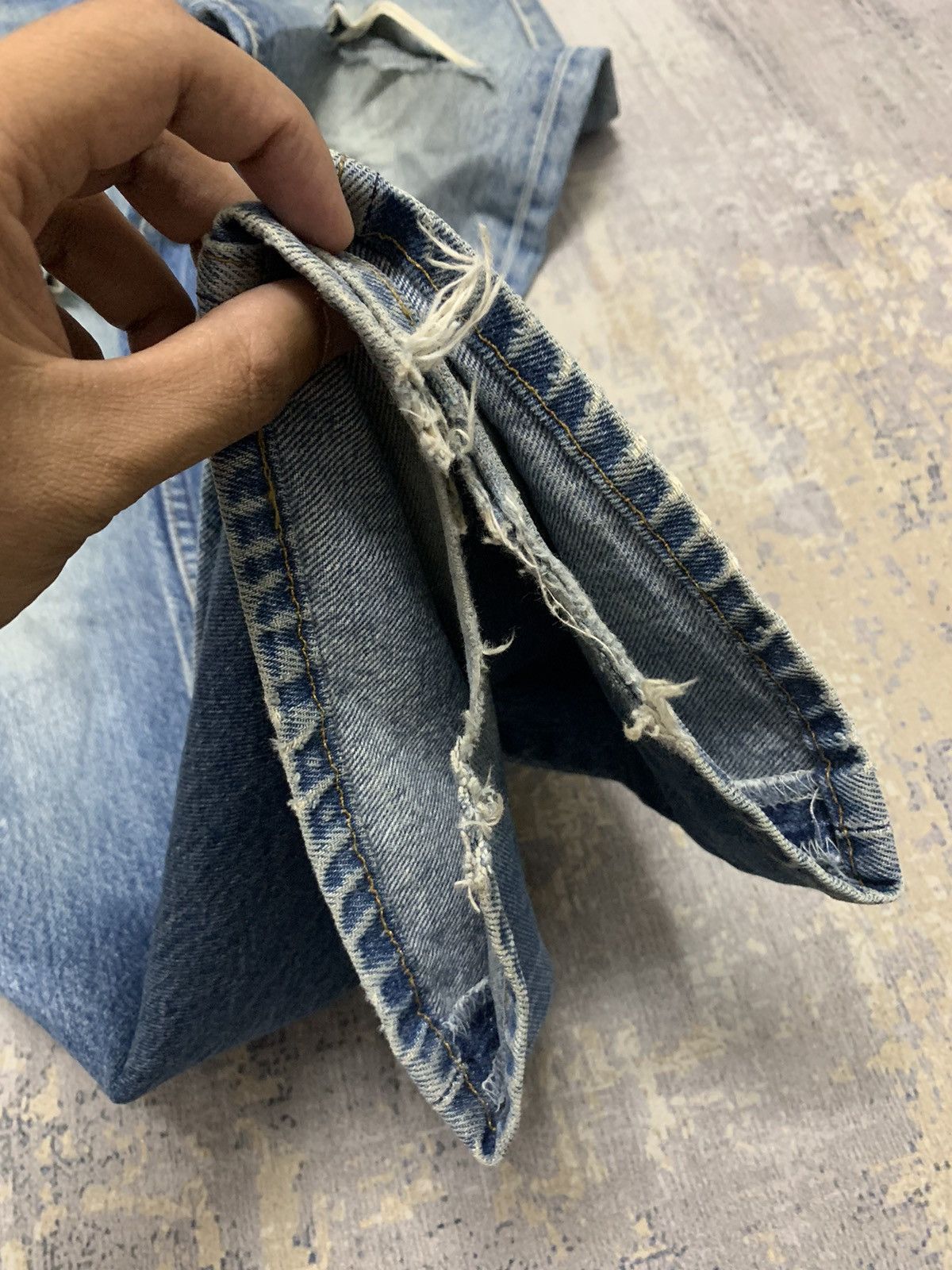 Jean Vintage 80s Sashiko Reworked Levis 501 Distressed Jeans Size US 34 / EU 50 - 11 Thumbnail