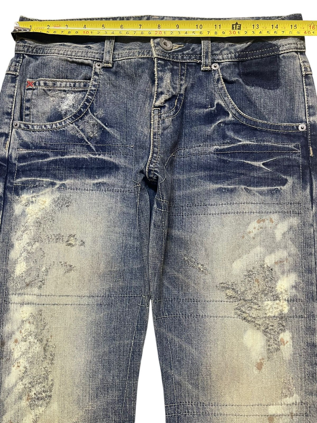 Tornado Mart Vintage Japanese Brand Mud Wash Tribal Distress Bullet Style Size US 31 - 11 Thumbnail