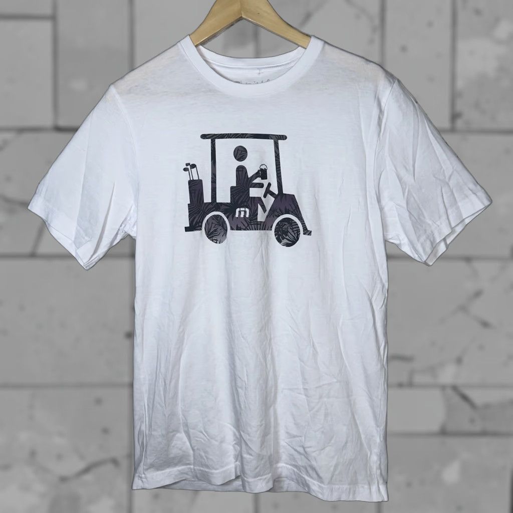 TravisMathew Travis Mathew T-Shirt Mens Size M White 100% Pima Cotton Golf Cart Graphic Size US M / EU 48-50 / 2 - 1 Thumbnail