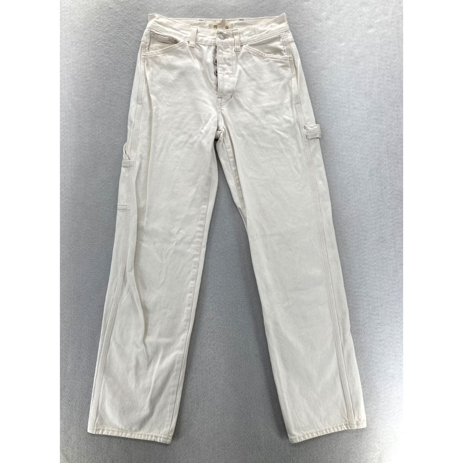 Madewell Madewell Low Slung Straight Jeans Women's 23 White Denim Button Fly Carpenter Jeans Size 26" / US 2 / IT 38 - 2 Thumbnail