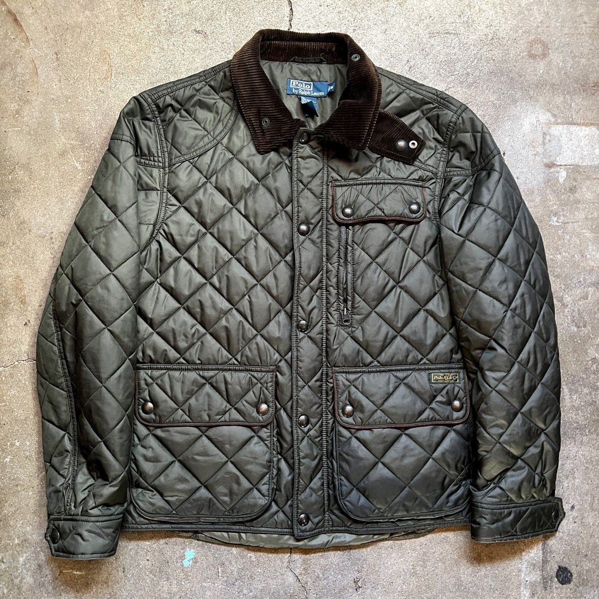 image of Polo Ralph Laurent Quilted Military Jacket in Green, Men's (Size Medium)