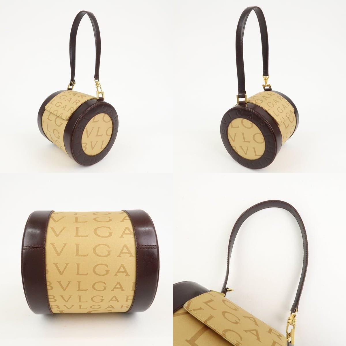 Bvlgari Bvlgari B-zero1 Drum Canvas Shoulder Bag Brown Size ONE SIZE - 3 Thumbnail