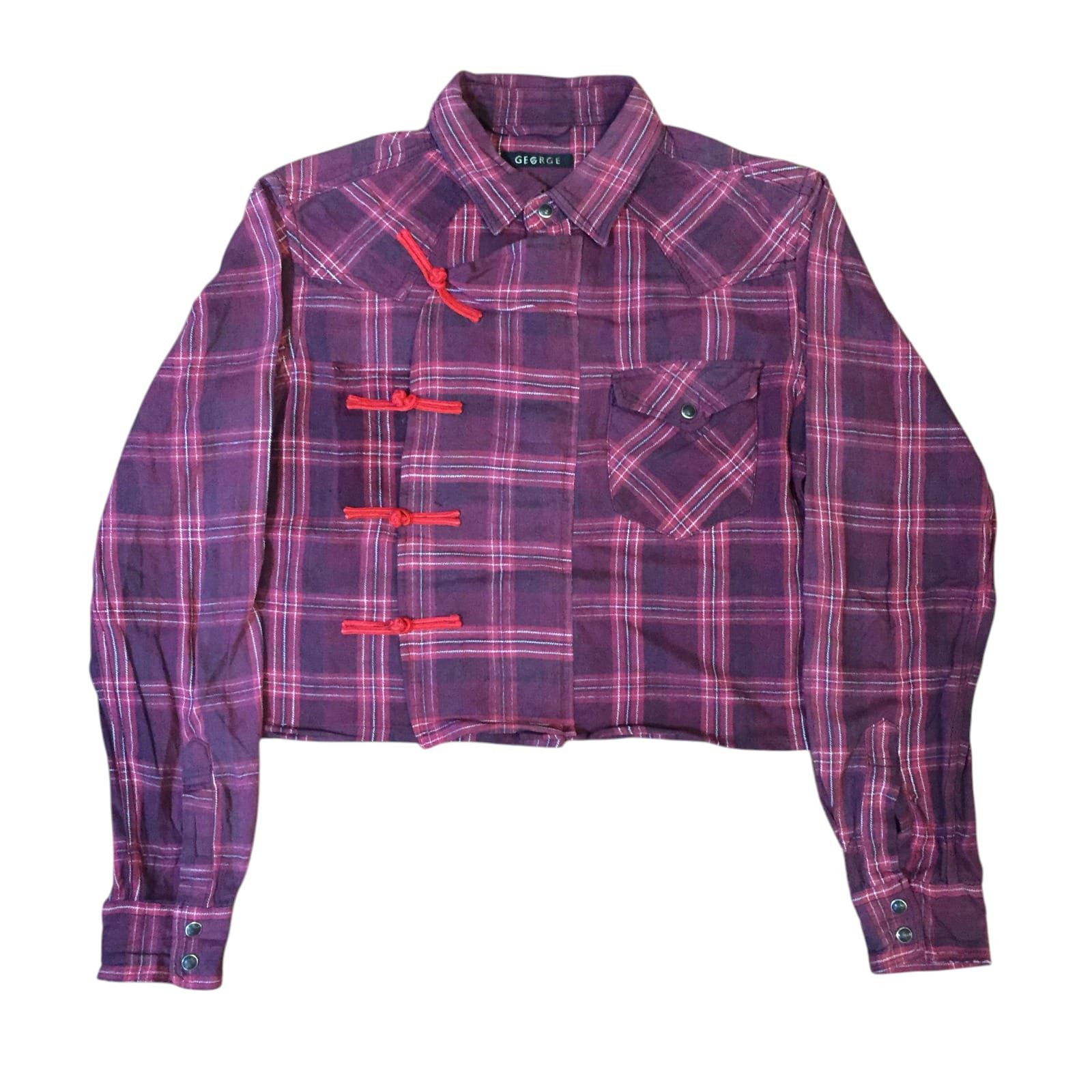 George George Chinese Cheongsam Boxy Shirt Flannel Reworked Size S / US 4 / IT 40 - 1 Thumbnail