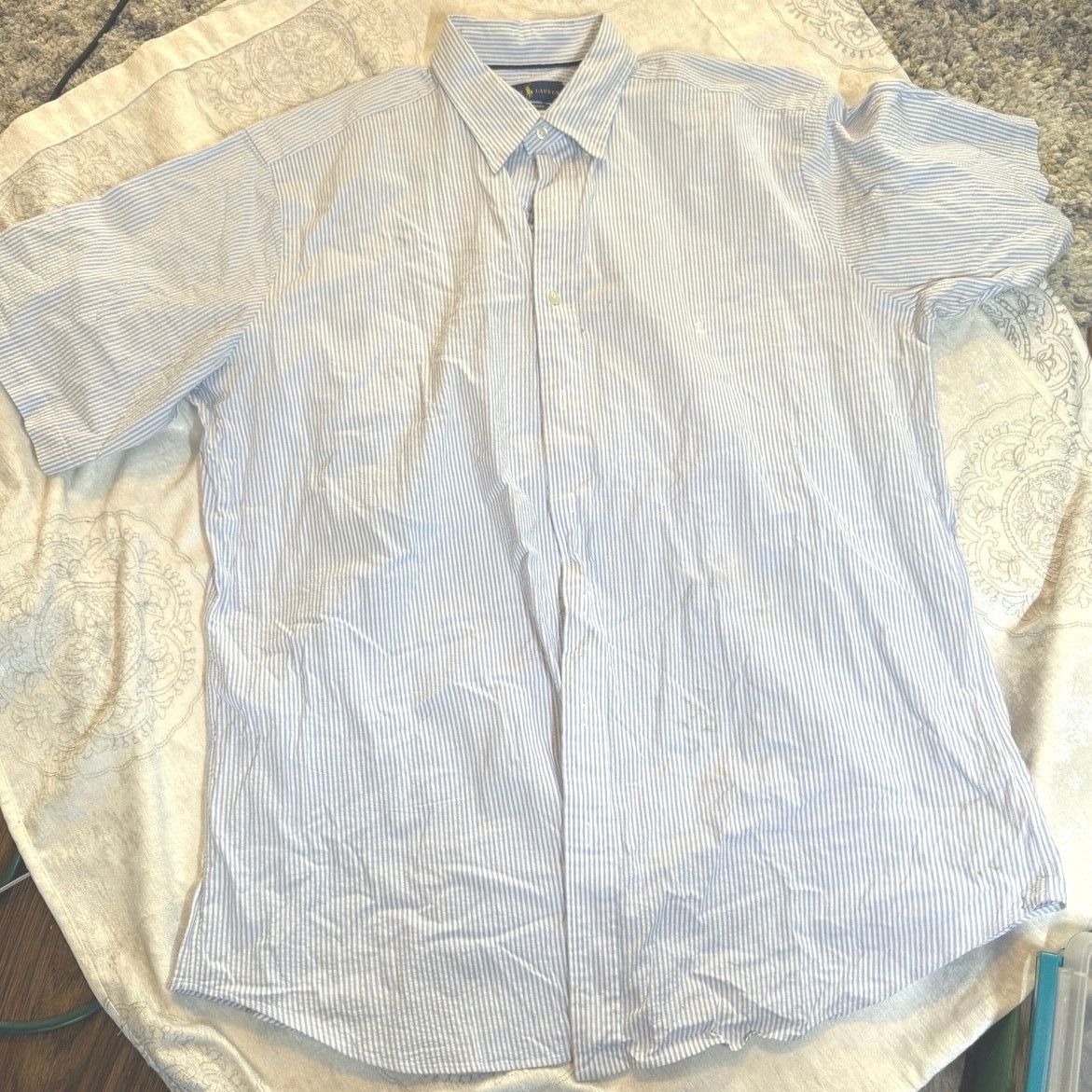 Polo Ralph Lauren Polo RALPH LAUREN Men's XLT Blue Stripe Seersucker Shirt Size US XL / EU 56 / 4 - 3 Thumbnail