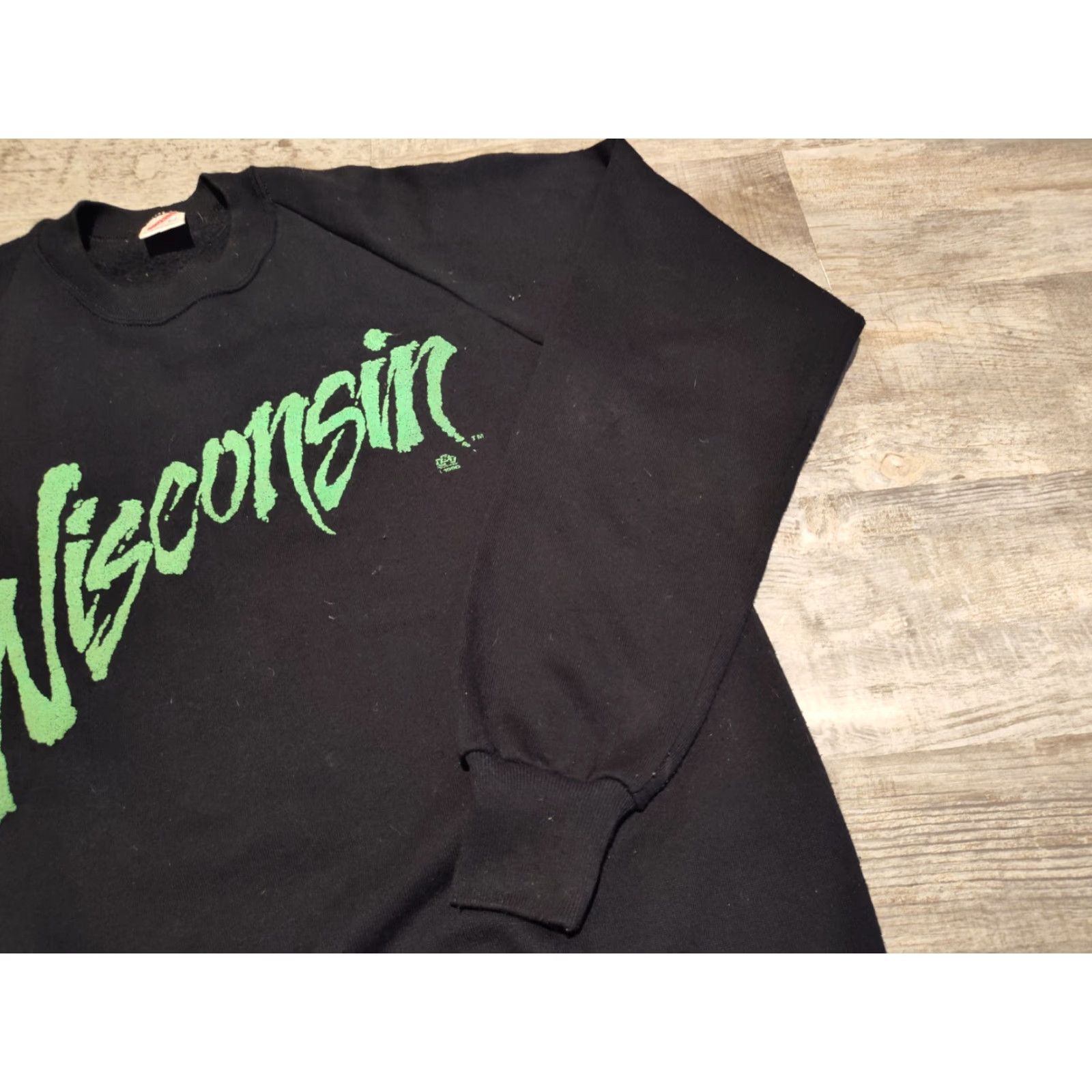 Jerzees VINTAGE 90's WISCONSIN Sweatshirt Made In USA Puff Neon Green Print L Jerzees Size US L / EU 52-54 / 3 - 3 Thumbnail