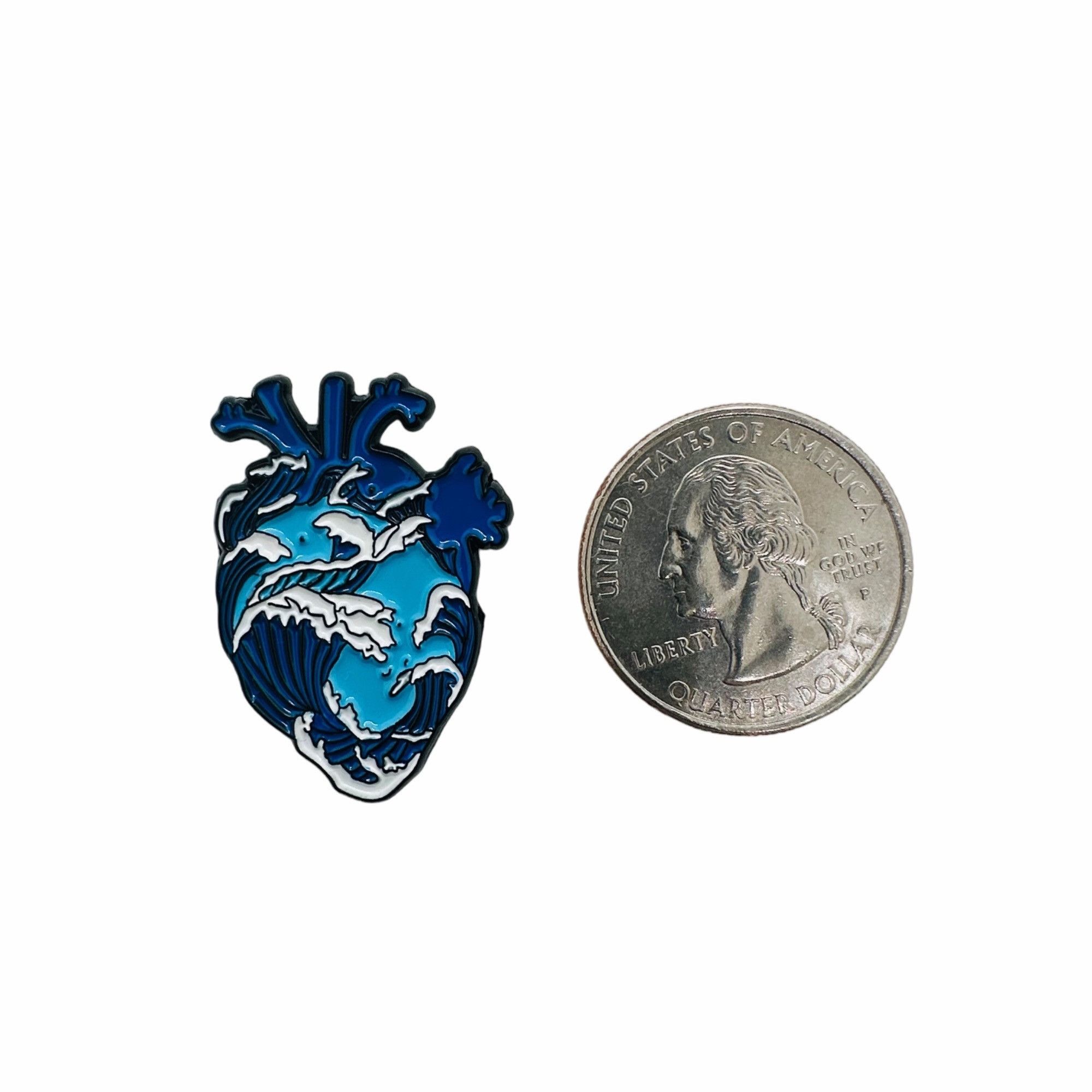 Other Sea Wave Anatomical Heart Art Enamel Pin Metal Ocean Waves M Size ONE SIZE - 5 Thumbnail