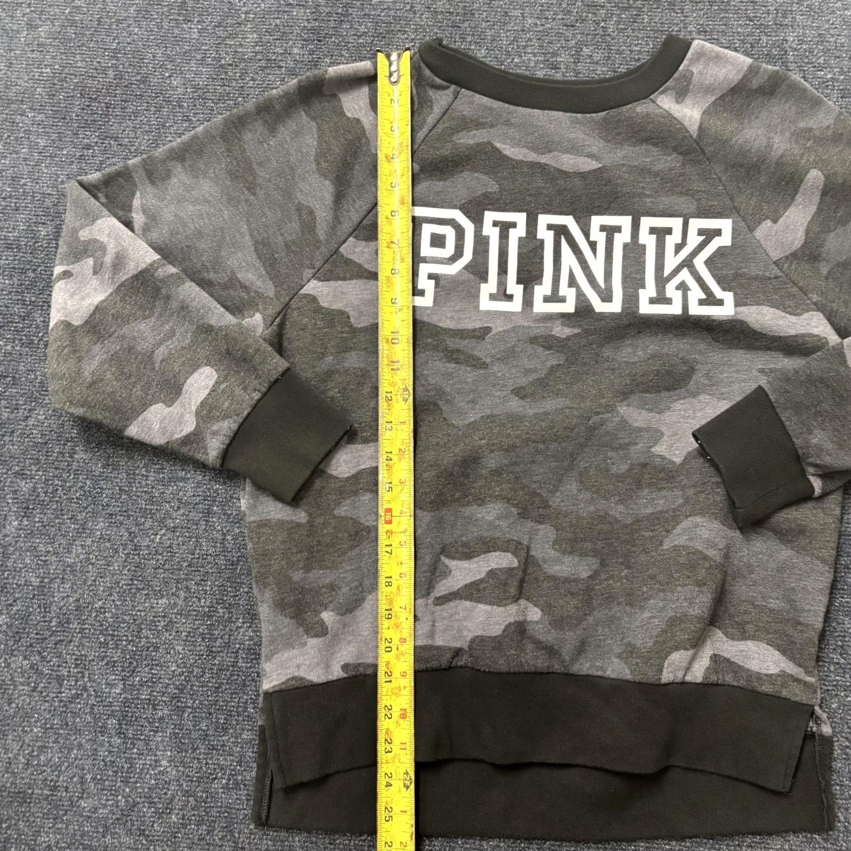 Pinko PINK Victoria's Secret Sweatshirt Womens XS Gray Camo Logo Fleece Pullover Size XS / US 0-2 / IT 36-38 - 3 Thumbnail