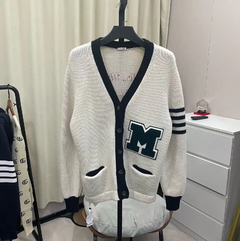Miu Miu Miu Miu White Women's Wool Cardigan 0089 Size L / US 10 / IT 46 - 1 Thumbnail