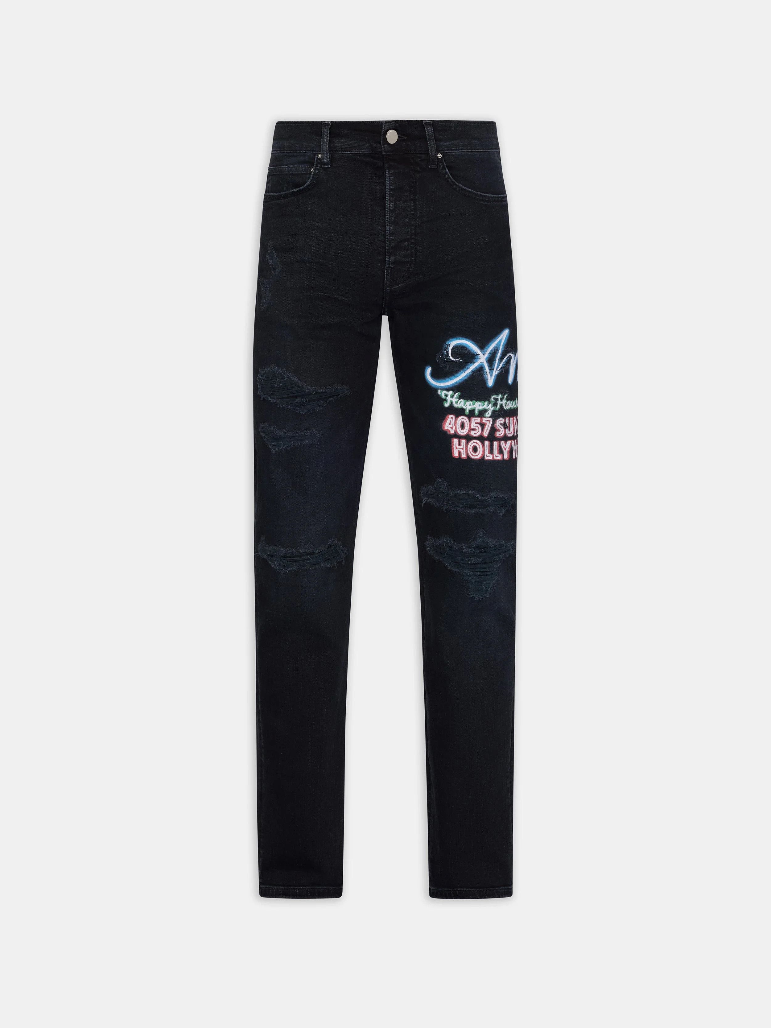 Amiri o1h1sh11225 Neon Lights Slim Jean in Black Size US 34 / EU 50 - 1 Thumbnail