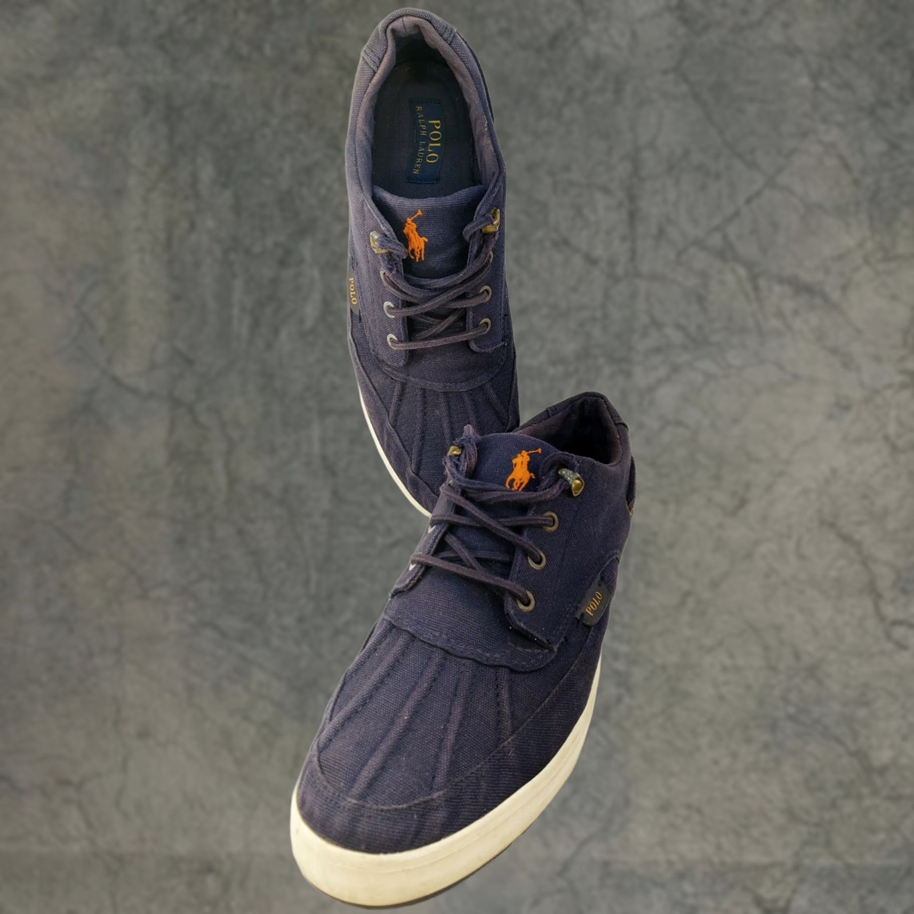 Polo Ralph Lauren Polo Ralph Lauren Ramiro Canvas Sneaker Shoes 12D Navy Blue Lace Up Men Casual Boat Shoe Dock Sneaker Size US L / EU 52-54 / 3 - 1 Thumbnail