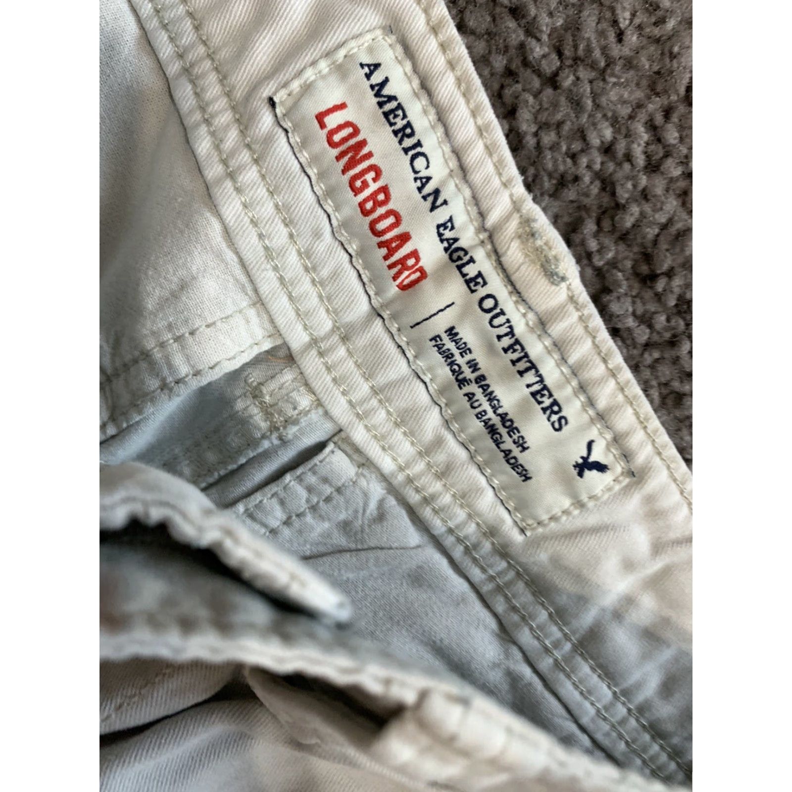 American Eagle Outfitters AMERICAN EAGLE Men's Solid Beige Long Board Shorts Size 26 Casual Cotton Regular Size US 26 / EU 42 - 4 Thumbnail