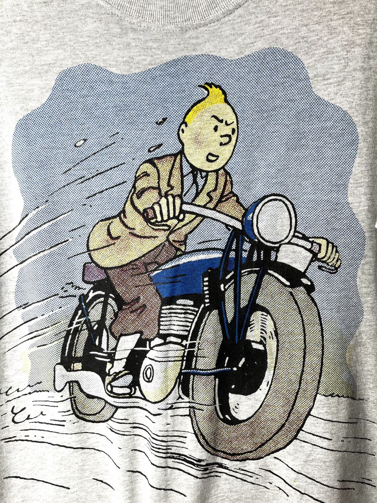 Vintage 1990’s Vintage Tin Tin Cartoon Ride Motorcycle T Shirt Size US S / EU 44-46 / 1 - 2 Thumbnail