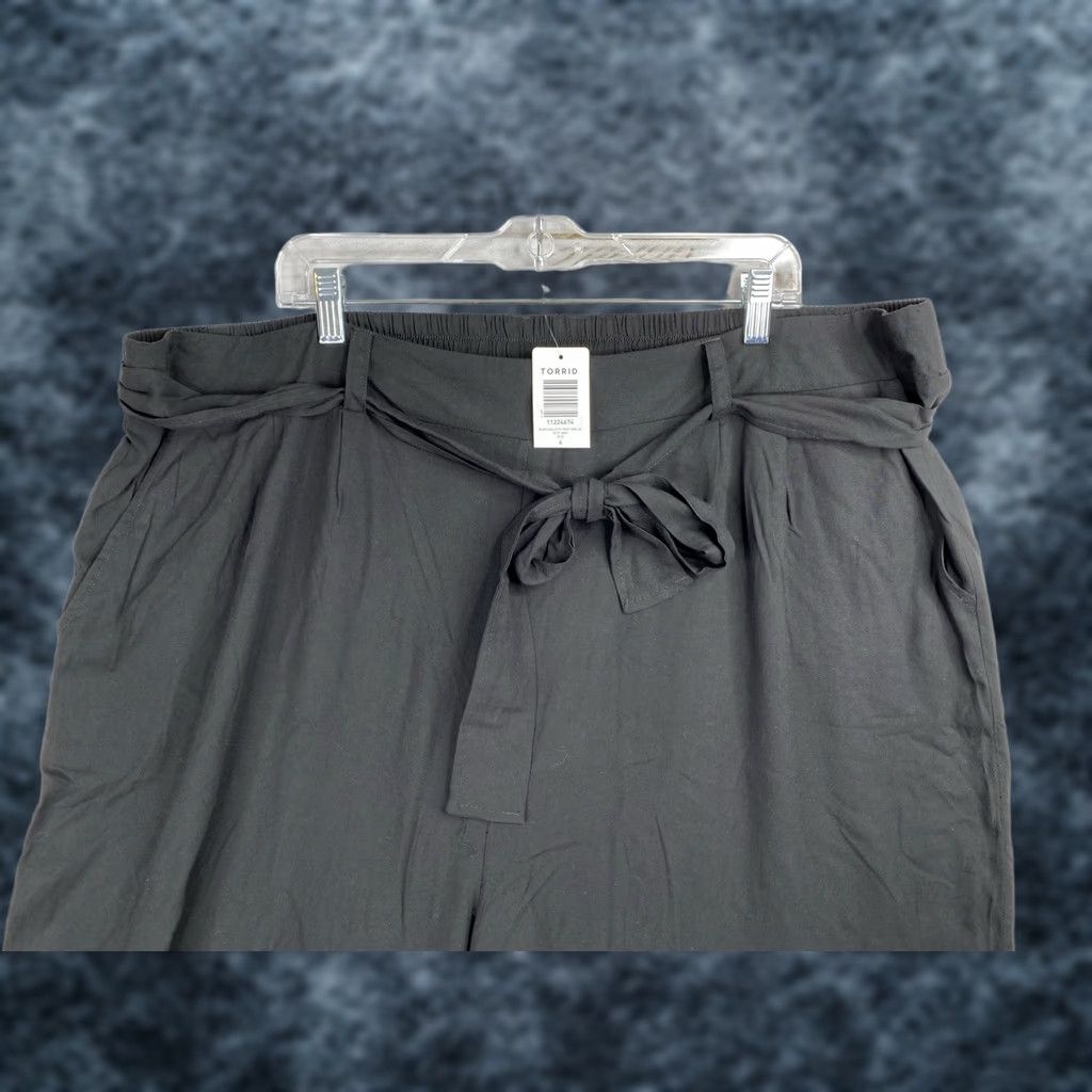 Torrid Torrid Pants Belted Black 4X Wide Leg Pull-On Relaxed High Rise Rayon Chiffon Winter Spring Summer Fall Adults Womens Pants Size 40" / US 18 - 1 Thumbnail