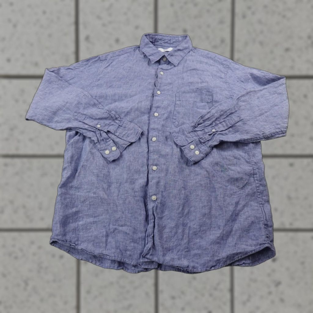 Uniqlo Uniqlo Shirt Mens XL Blue Linen Chambray Button Up Long Sleeve Casual Summer Top Size US XL / EU 56 / 4 - 1 Thumbnail