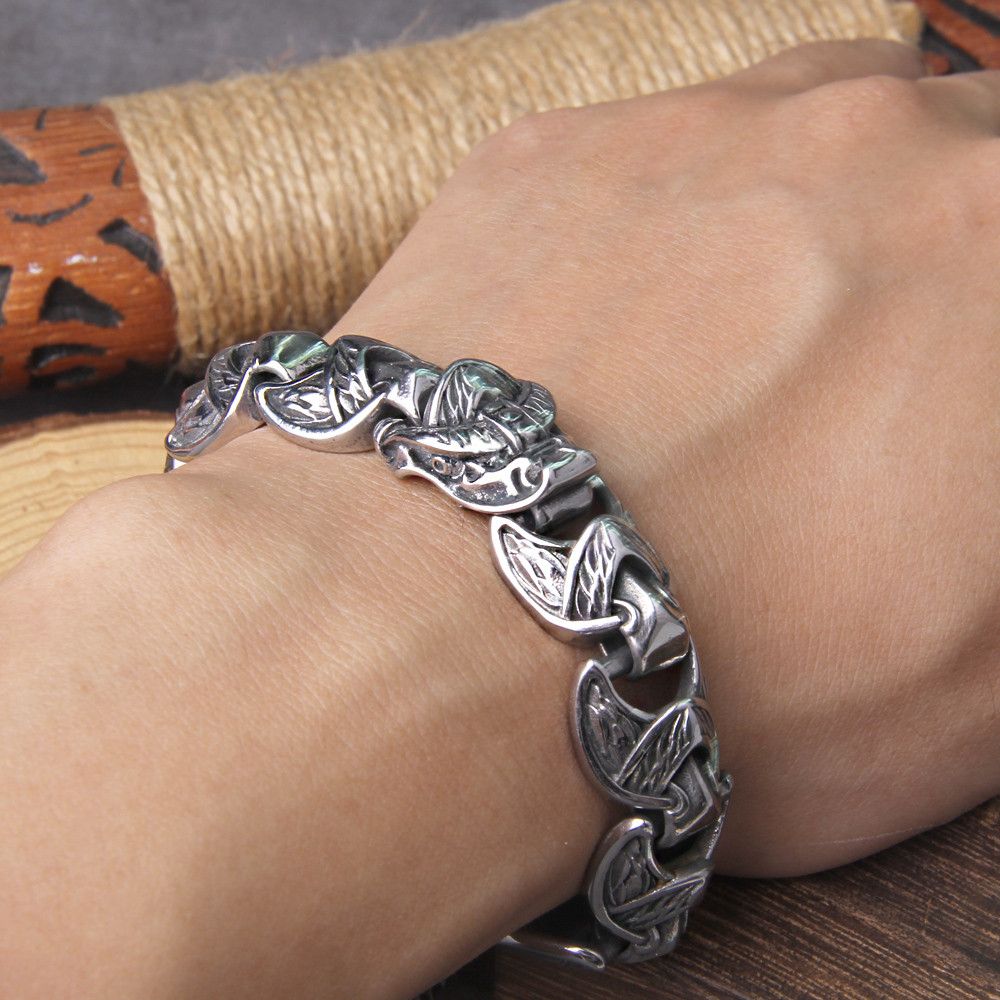 Other 21cm Viking Ouroboros Punk Stainless Steel Bracelet Size ONE SIZE - 6 Thumbnail
