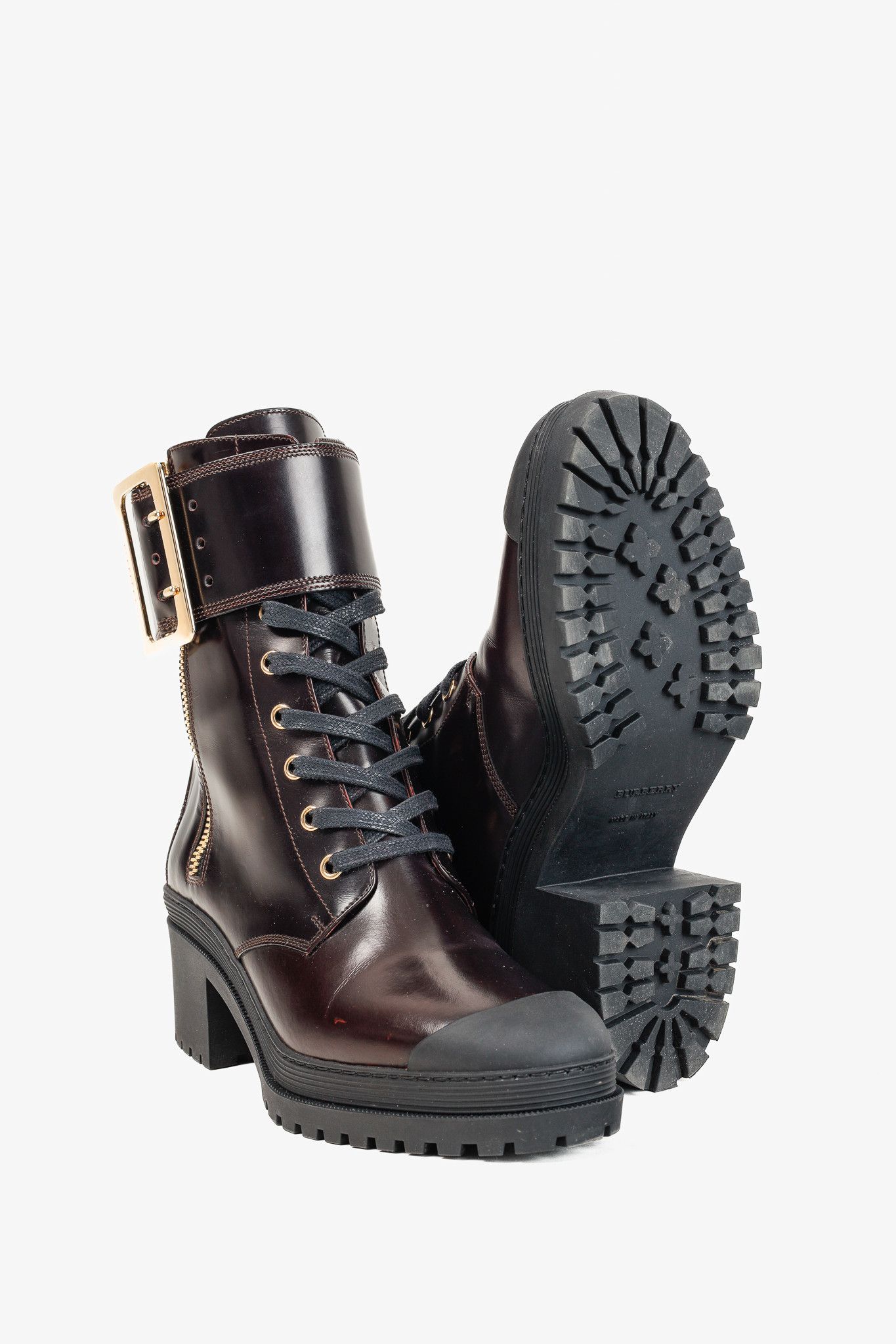 Burberry Burberry Scarcroft 50 Buckled Glossed-Leather Combat Boots Size US 7.5 / IT 37.5 - 4 Thumbnail