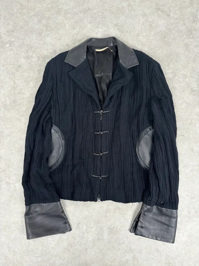 Roberto Cavalli SS2005 Cavalli Black Pleated Hybrid Blazer Jacket Size 42R - 1 Thumbnail