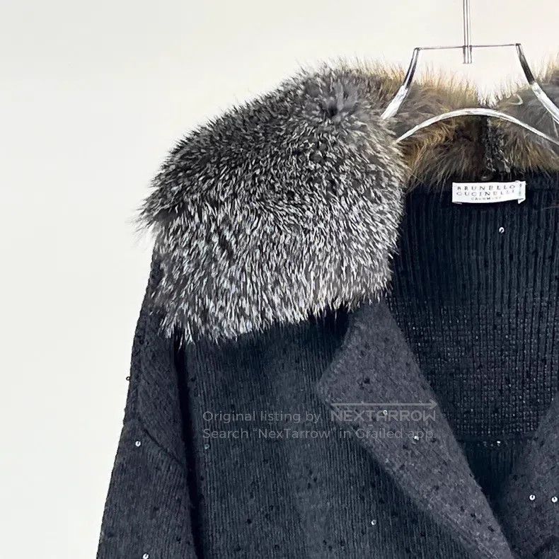 Brunello Cucinelli Brunello Cucinelli Greyish Black Cashmere Knitted Collar J Size M / US 6-8 / IT 42-44 - 3 Thumbnail