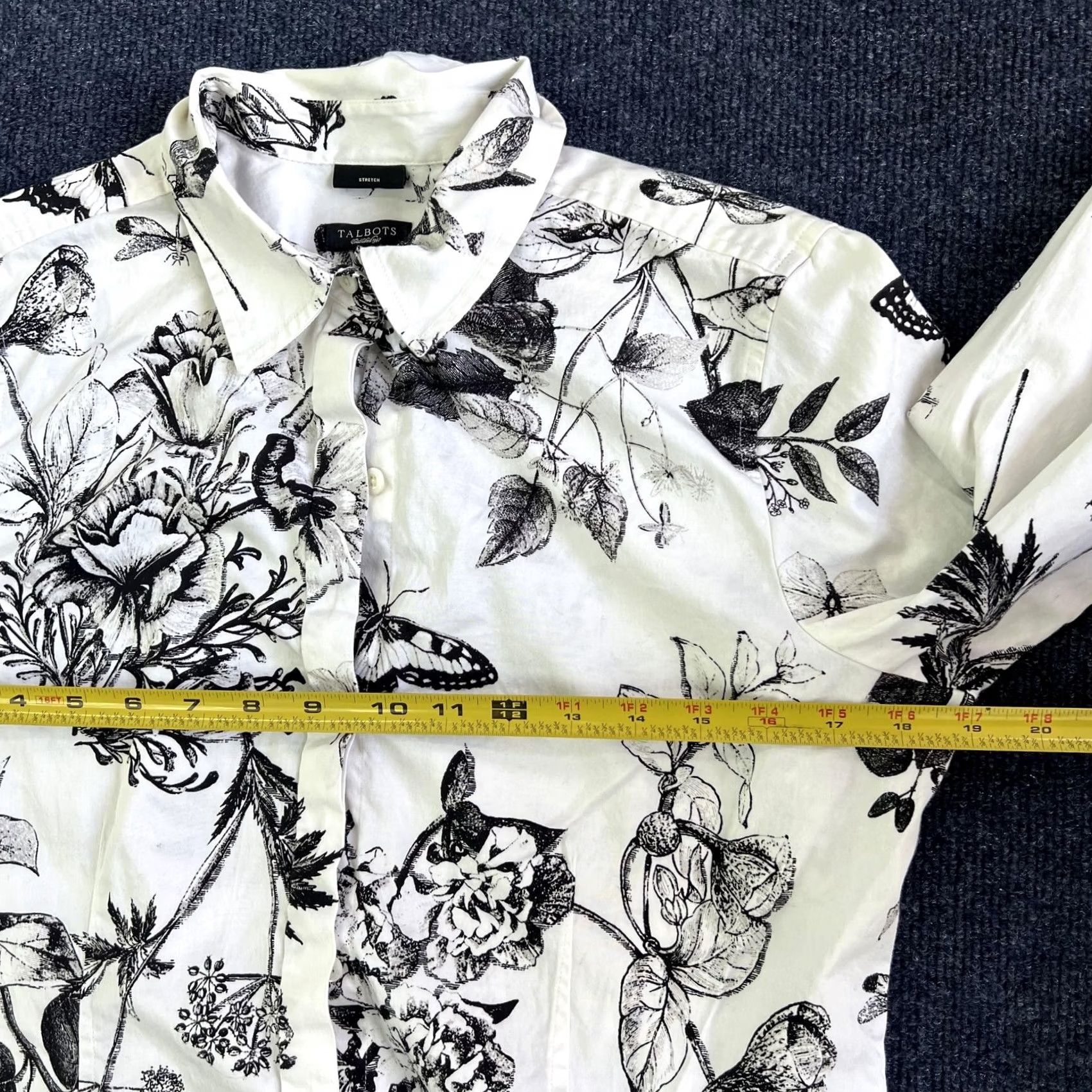 Talbots Talbots Shirt Womens 12 White Black Floral Button Up Long Sleeve Stretch Top Size XL / US 12-14 / IT 48-50 - 5 Thumbnail