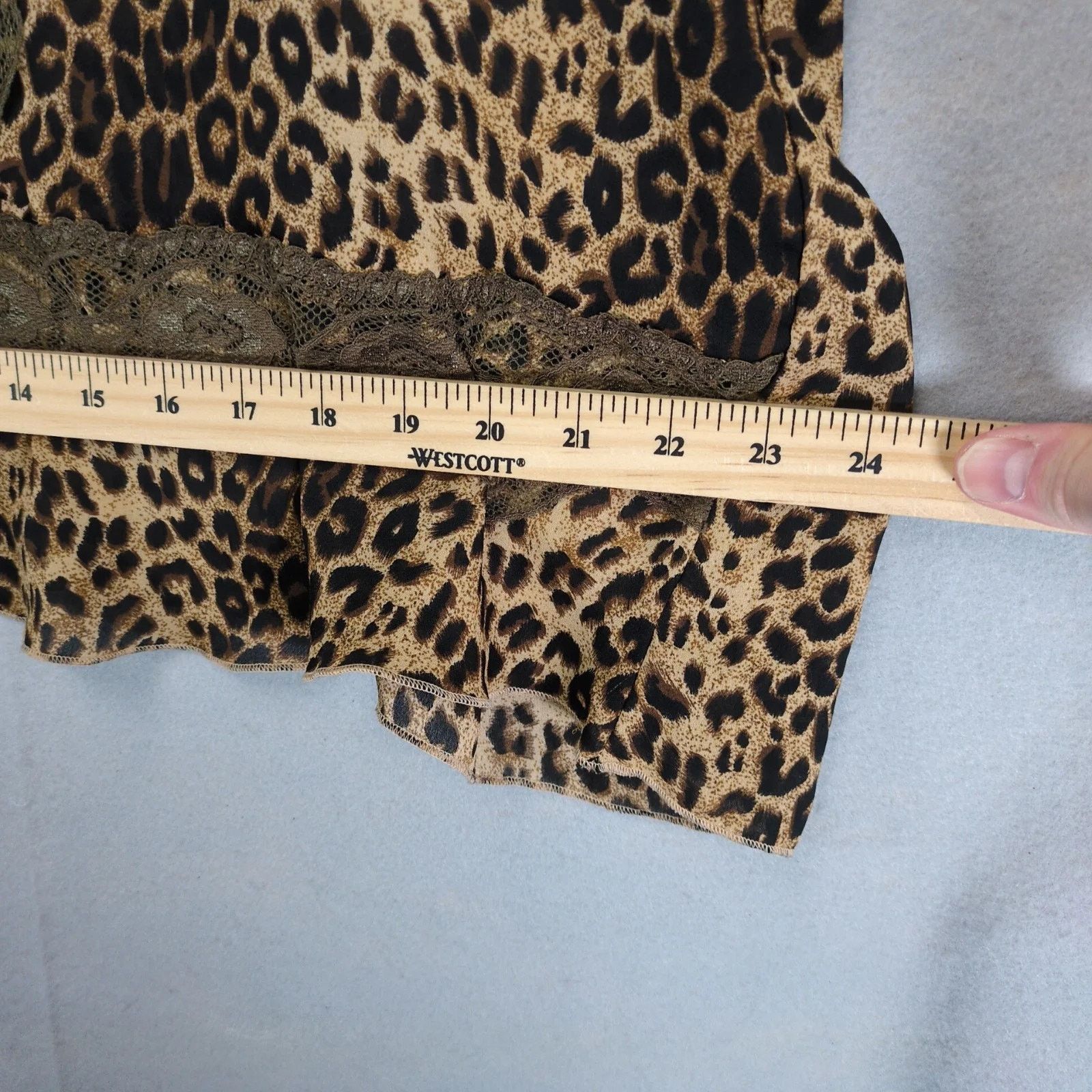 Other Signature Robbie Bee Leopard Print & Lace Chiffon Blouse Top Size XXL / US 16-18 / IT 52-54 - 7 Thumbnail