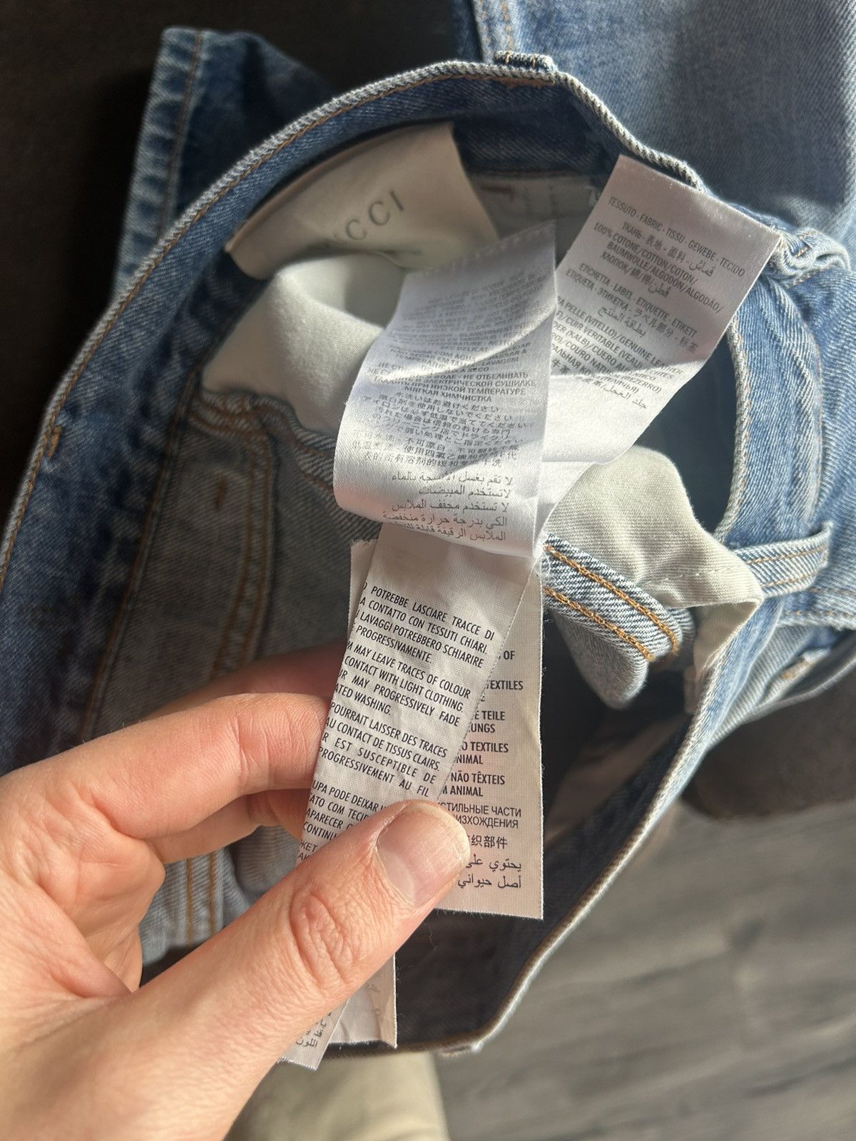 Disney × Gucci Three Little Pigs Embroidered Gucci Web Blue Denim Jeans Size US 33 - 9 Thumbnail
