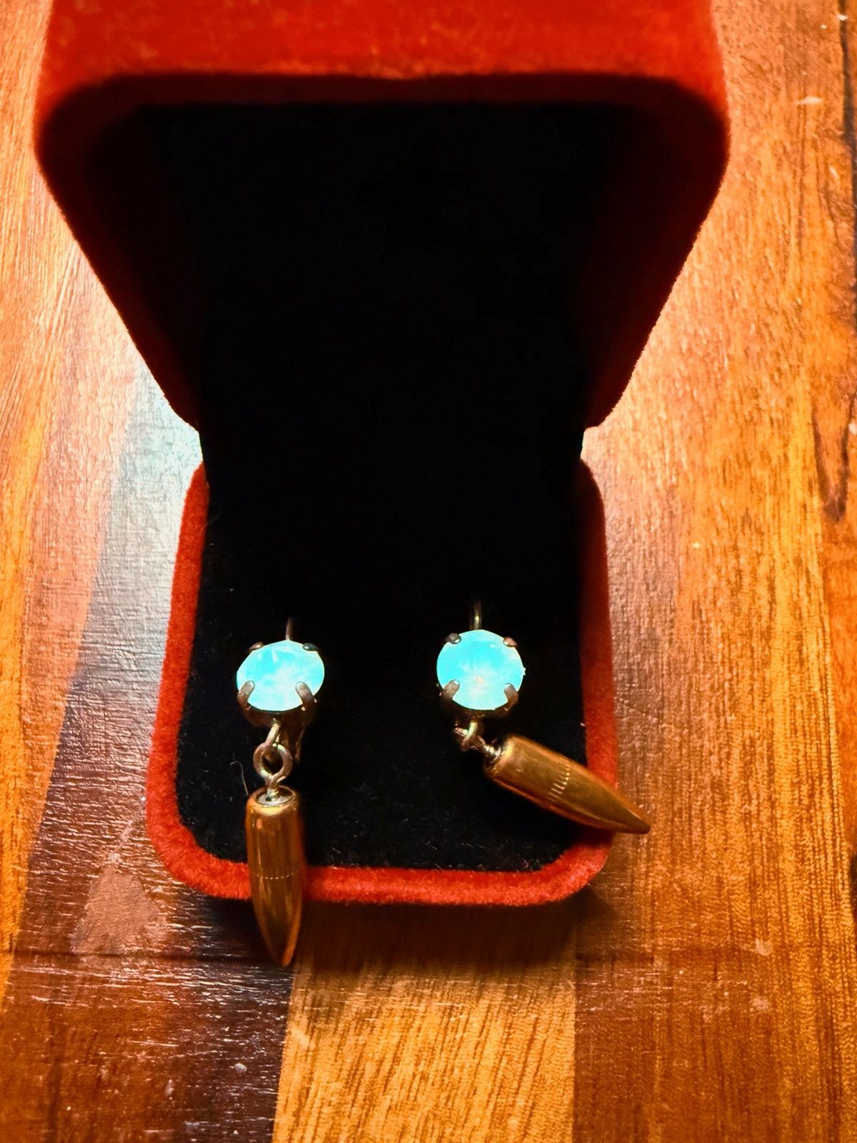 Other Vintage Opal Glass & Bullet Charm Drop Earrings Size ONE SIZE - 1 Thumbnail